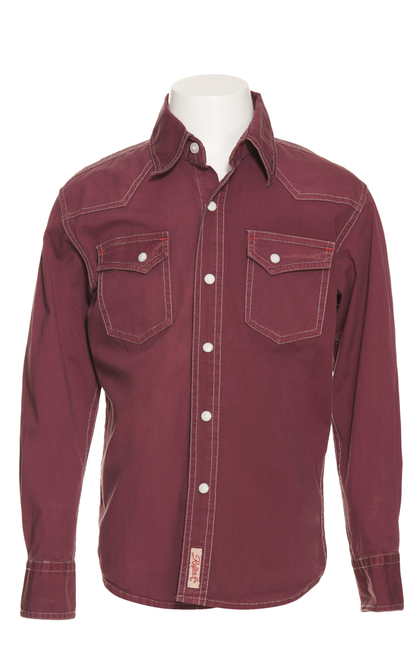 Rafter C Boys' ProFlex45 Washed Maroon Long Sleeve Stretch Western ...