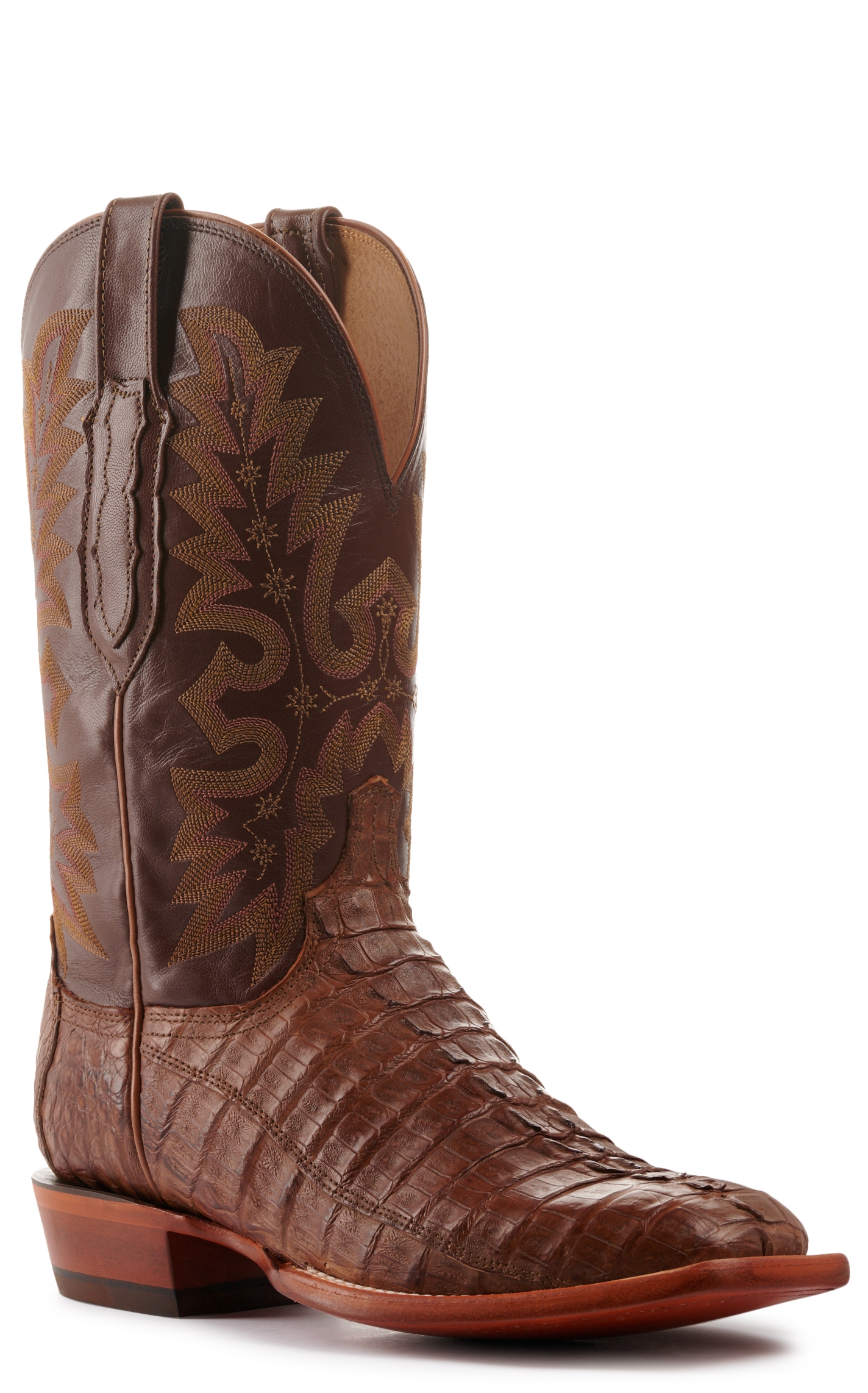 Lucchese Men s Tan Burnish Hornback Tail Wide Square Toe Exotic Cowboy Boots Cavender s