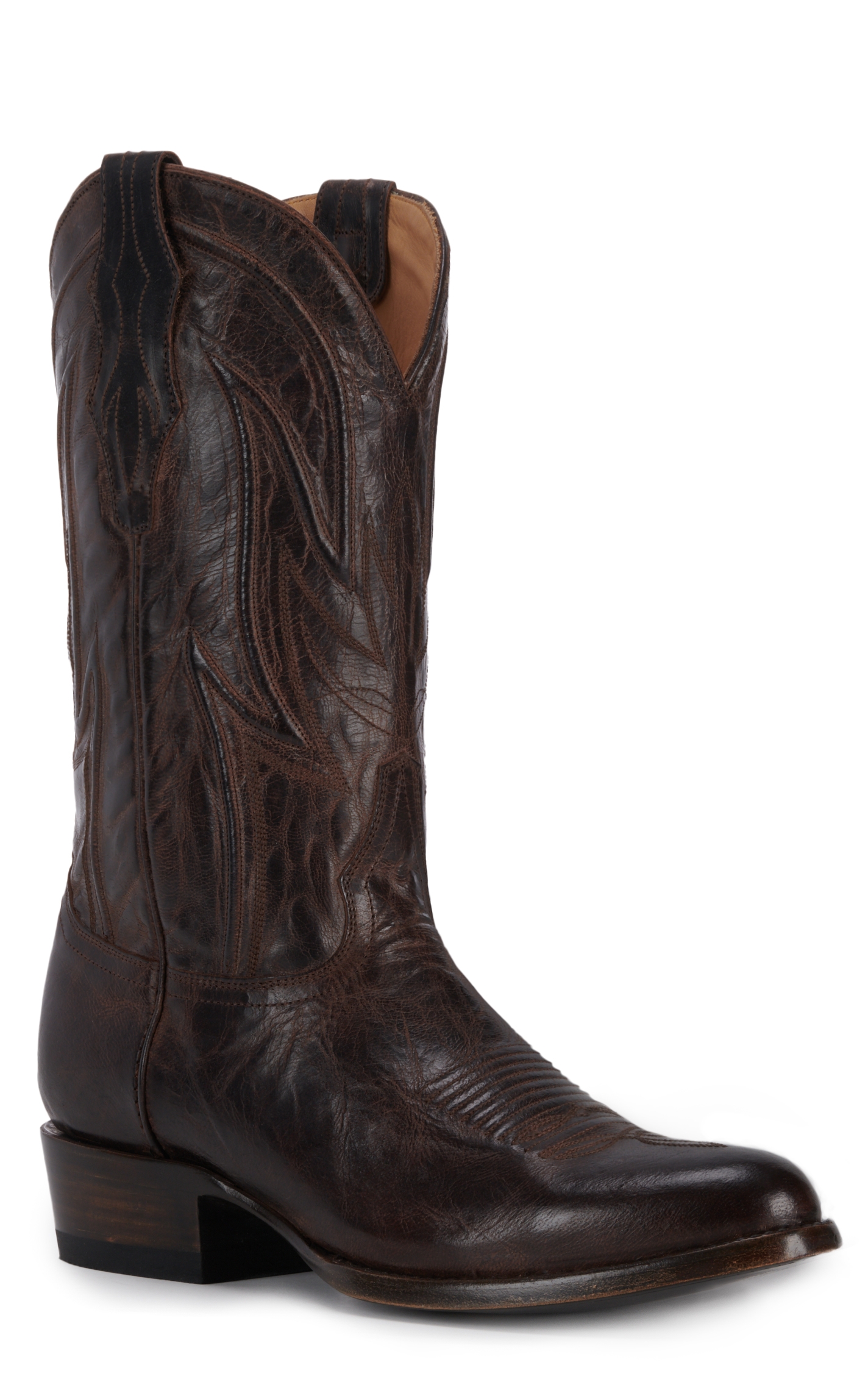 JRC Sons Men s Colton Mad Dog Goat Leather Round Toe Cowboy Boot in Chocolate Brown 11.5xD from Cavender s