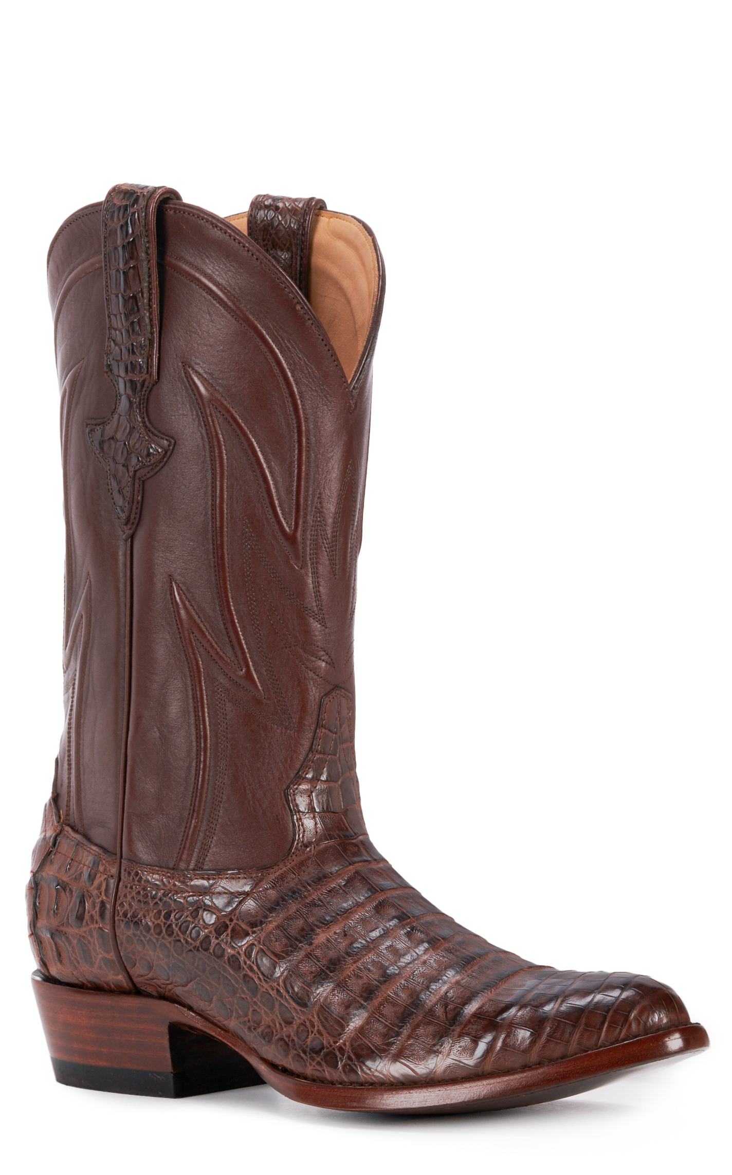 JRC Sons Men s Weldon Caiman Belly Round Toe Exotic Cowboy Boot in Cigar 9xD from Cavender s