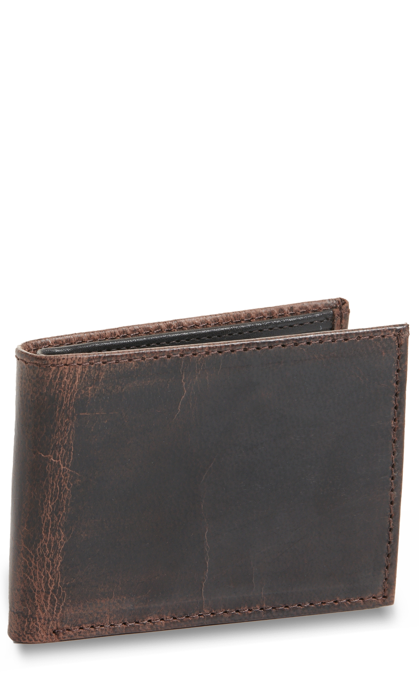 JRC & Sons Men's Chocolate Brown Mad Dog Goat Leather Bifold Wallet