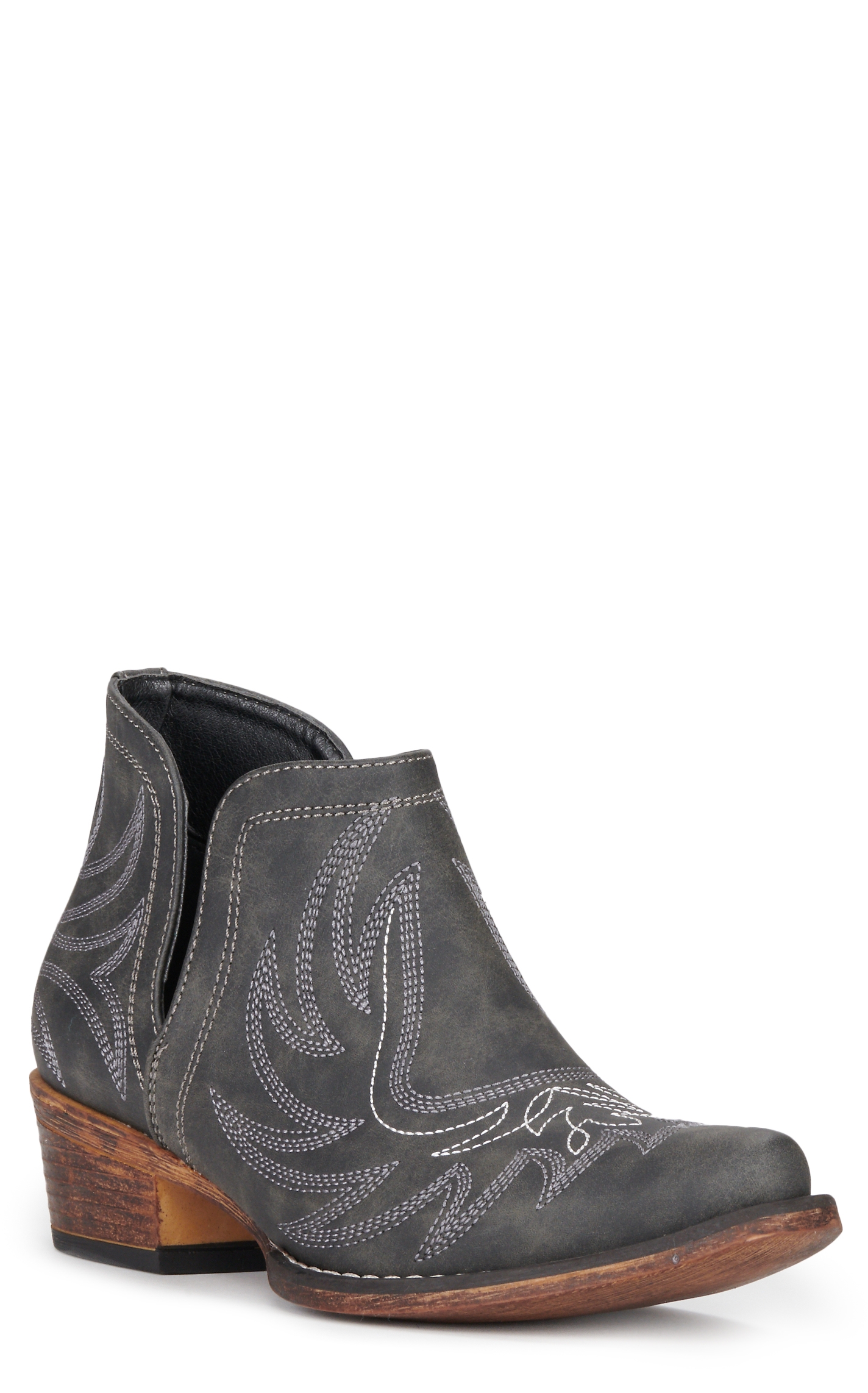 Roper Women's Ava Distressed Black Snip Toe Cowboy Bootie | Cavender's