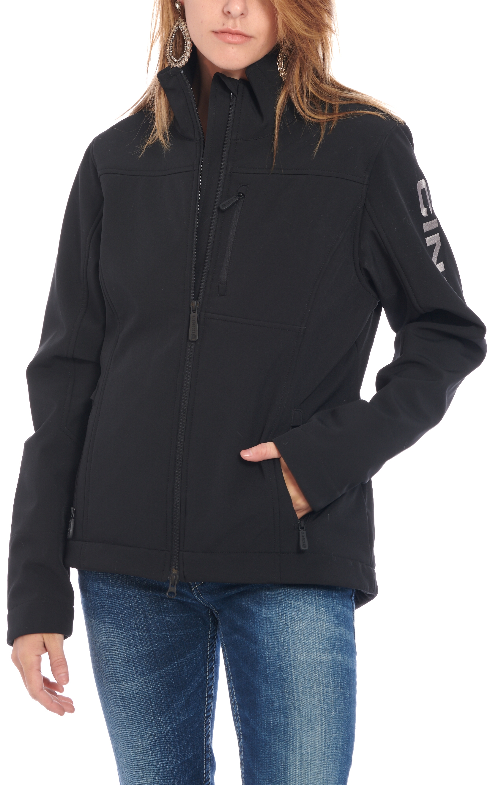 Cinch Women s Black Concealed Carry Logo Sleeve Bonded Jacket