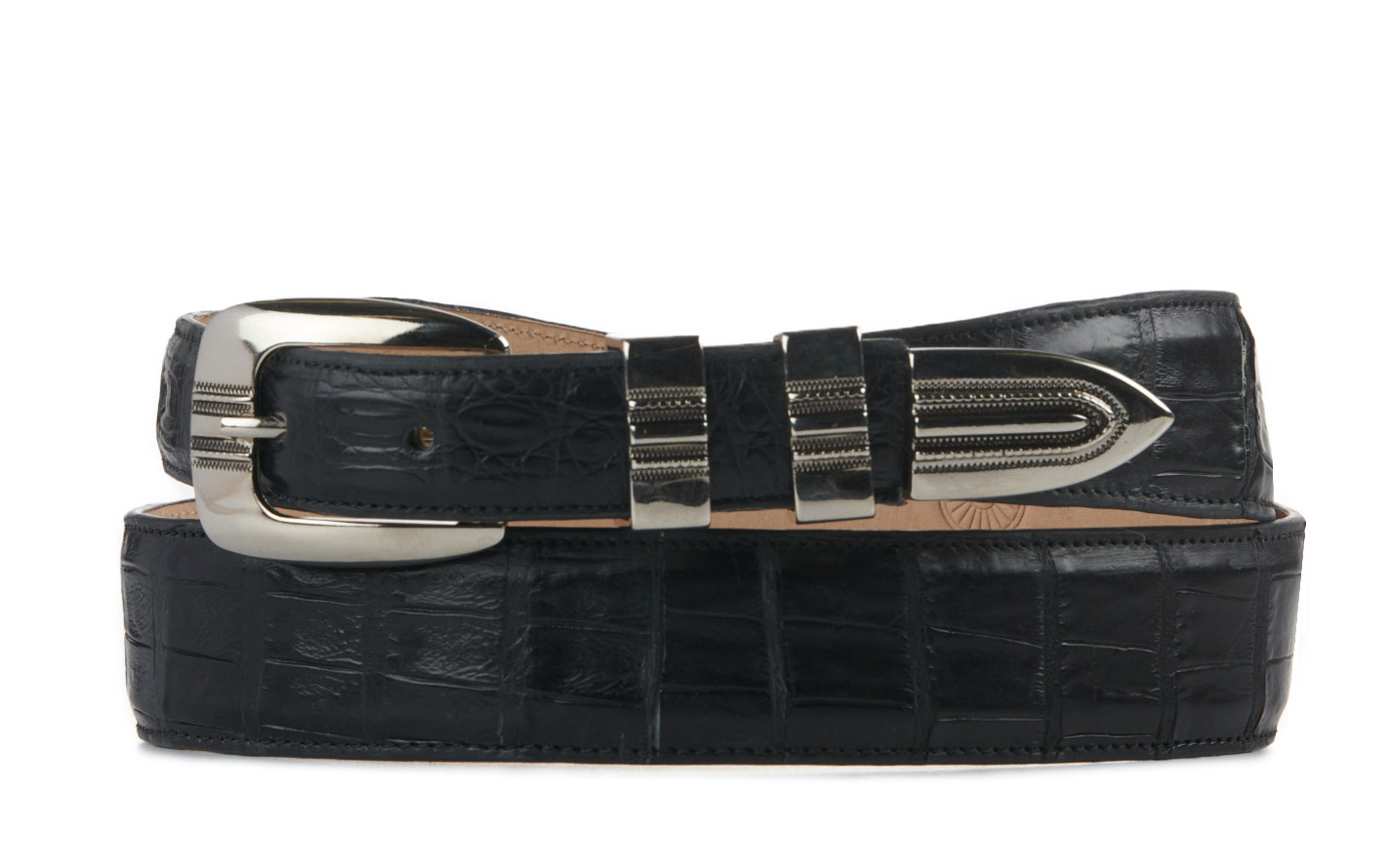 Cavender's Men's Black Caiman Tapered Exotic Western Belt