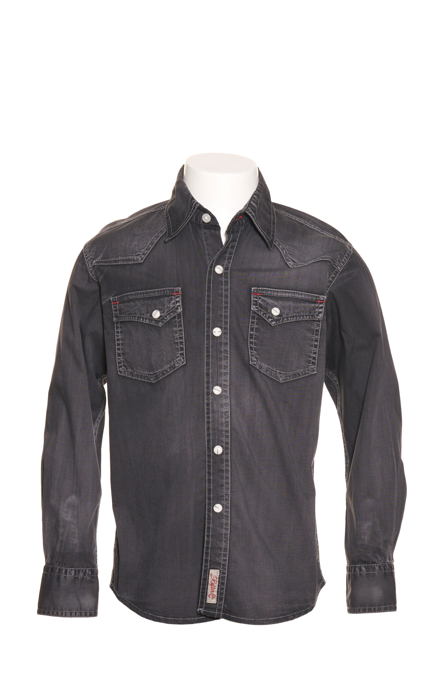 Rafter C Boys' ProFlex45 Washed Black Long Sleeve Stretch Western Shirt ...