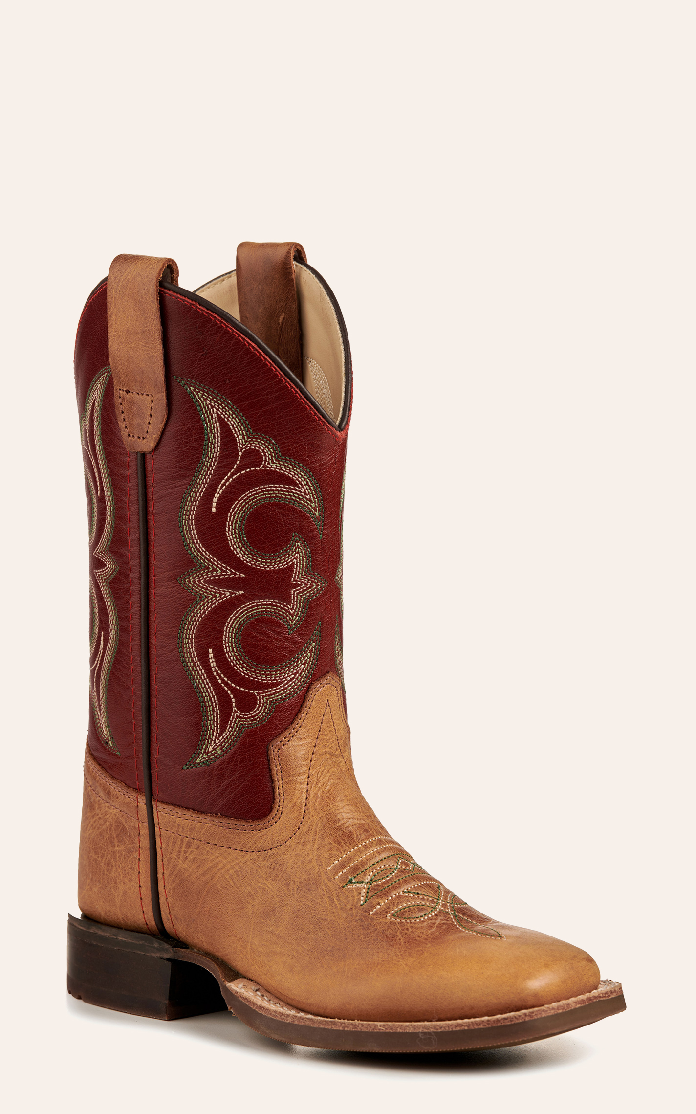 Kids Cowboy Boots Square Toe Tan
