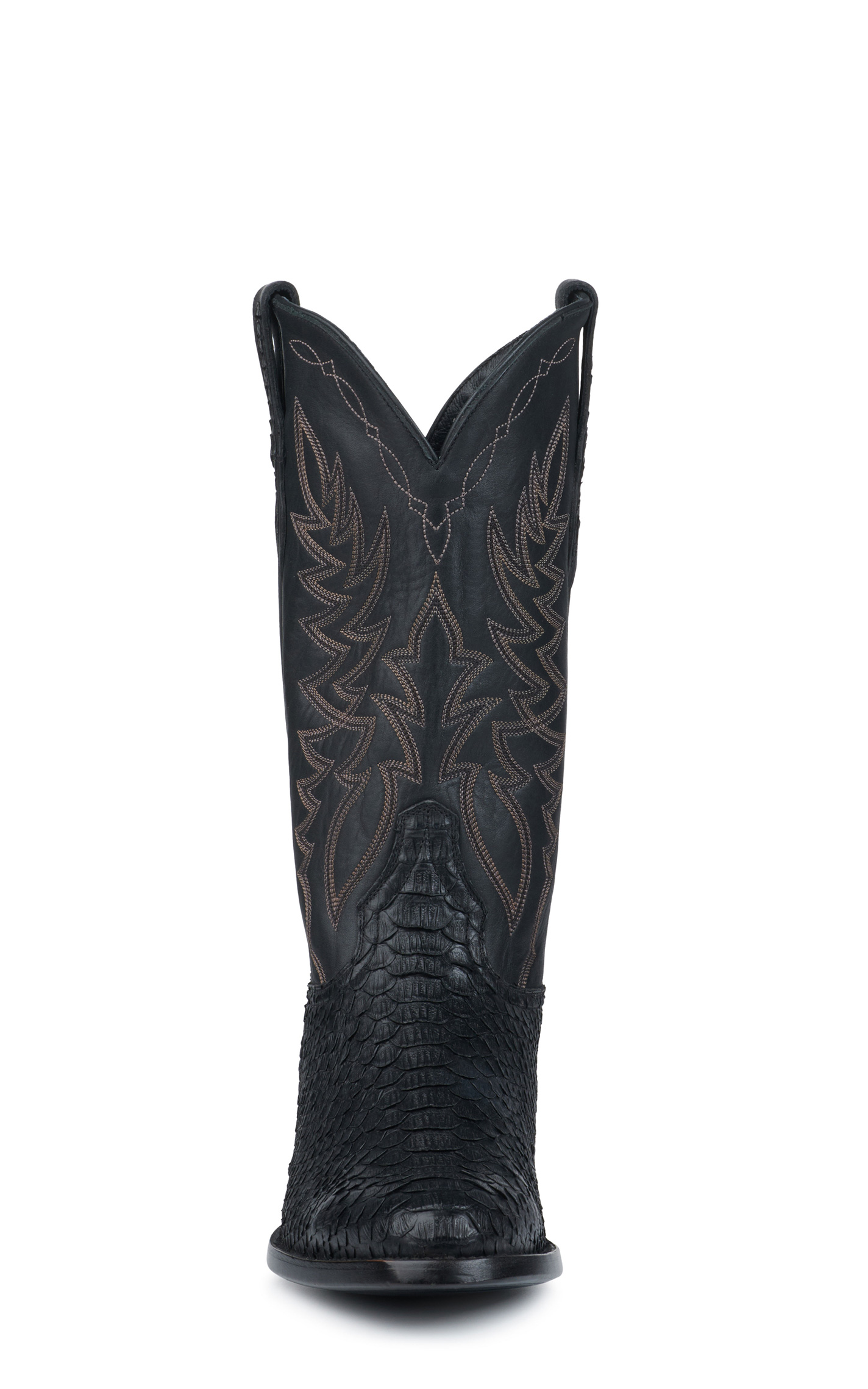 Cavender s Men s Black and Black Python R Toe Exotic Cowboy Boots Cavender s