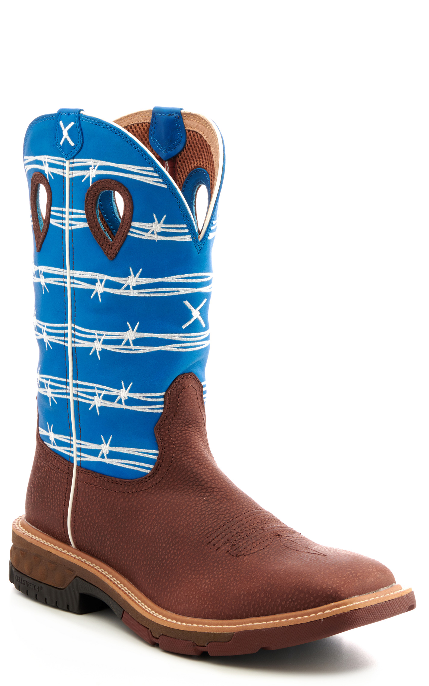 Twisted X Men's Rust Brown and Sky Blue with Barbwire