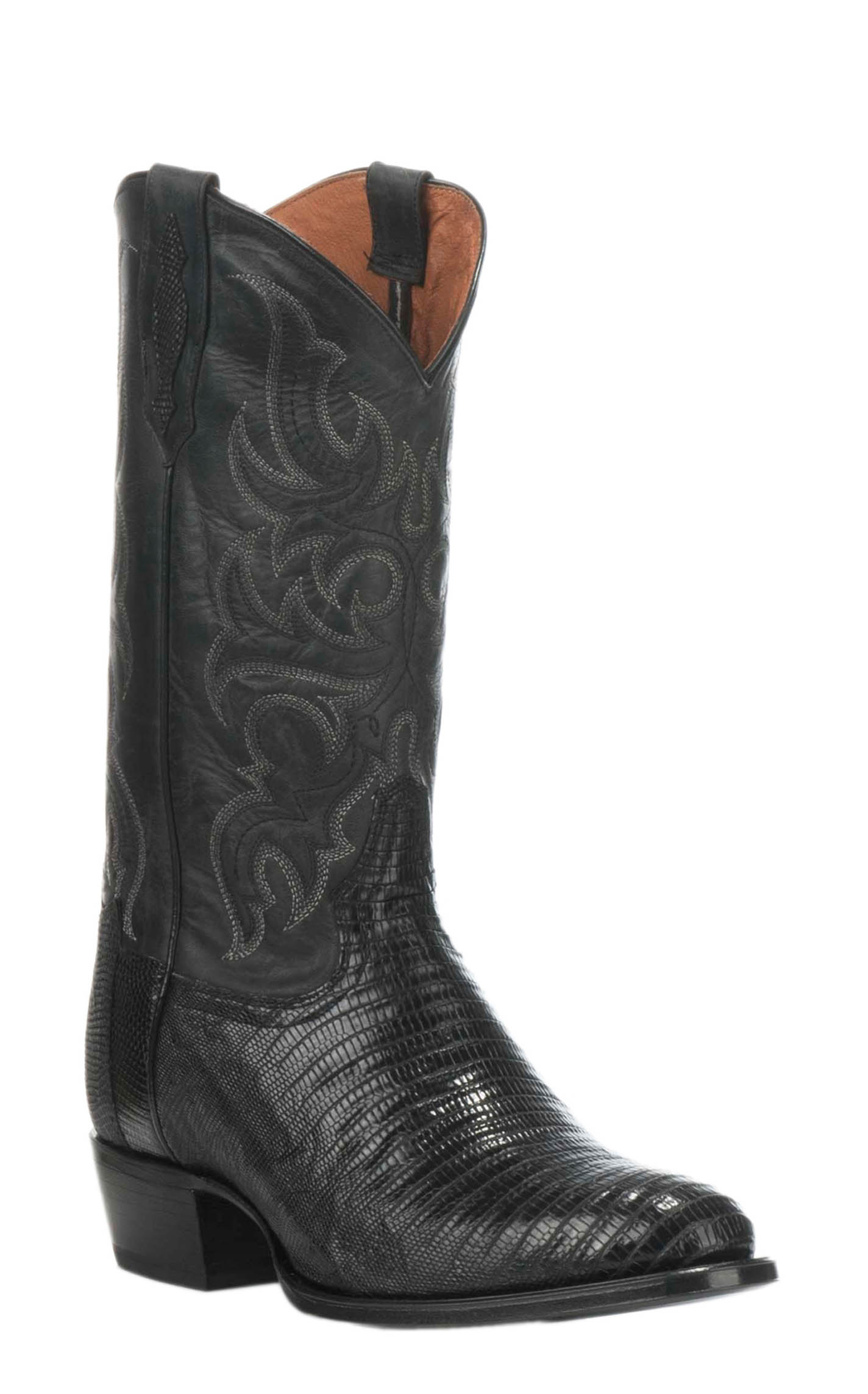 Tony Lama Men s Black Lizard R Toe Exotic Cowboy Boots Cavender s