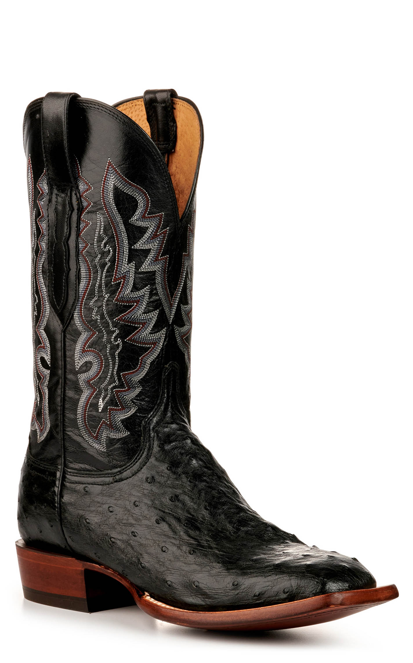 Lucchese black ostrich square toe boots hotsell