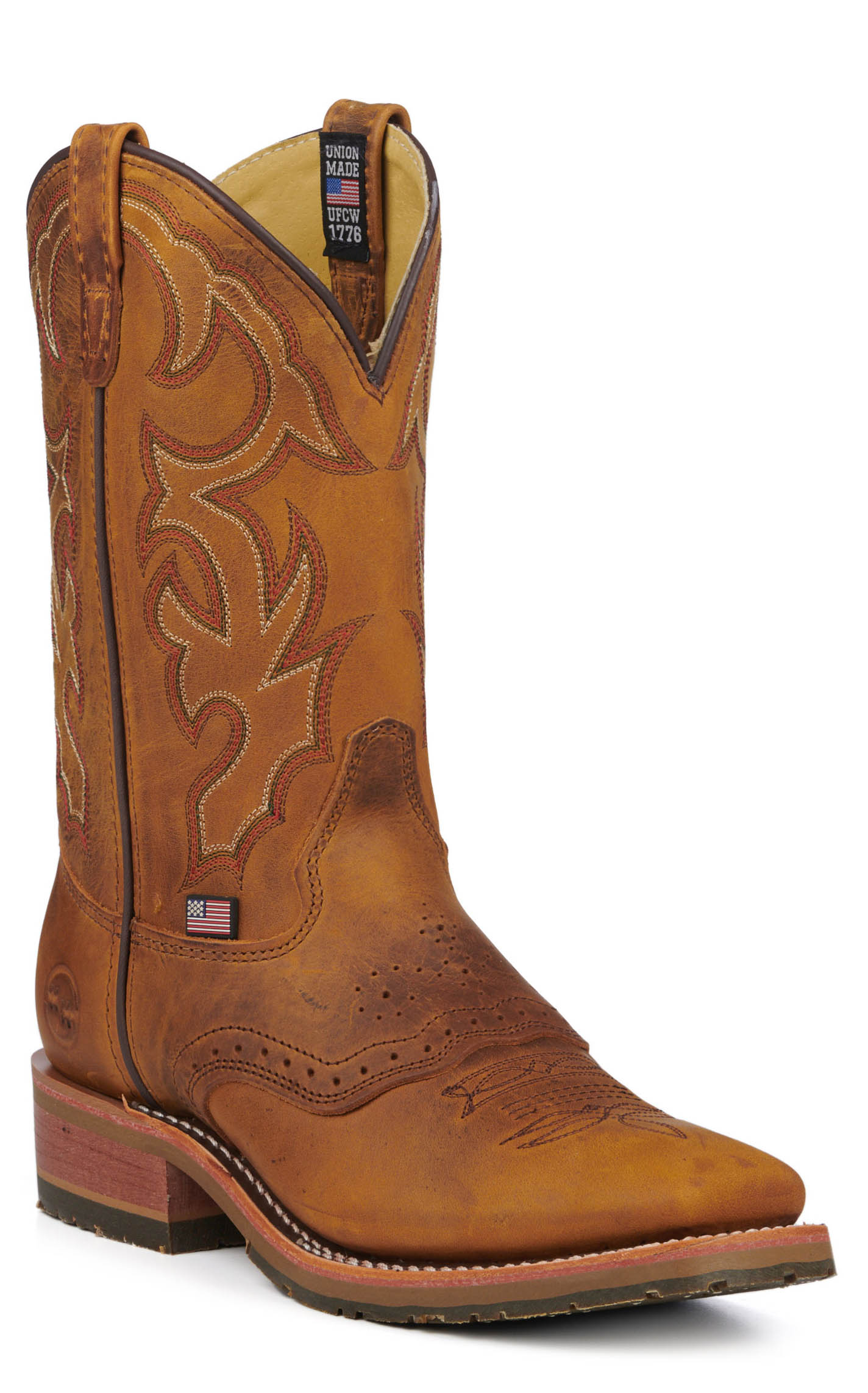 Double H Men s ICE Collection Old Town Folklore Brown Wide Square Toe Cowboy Boots Cavender s