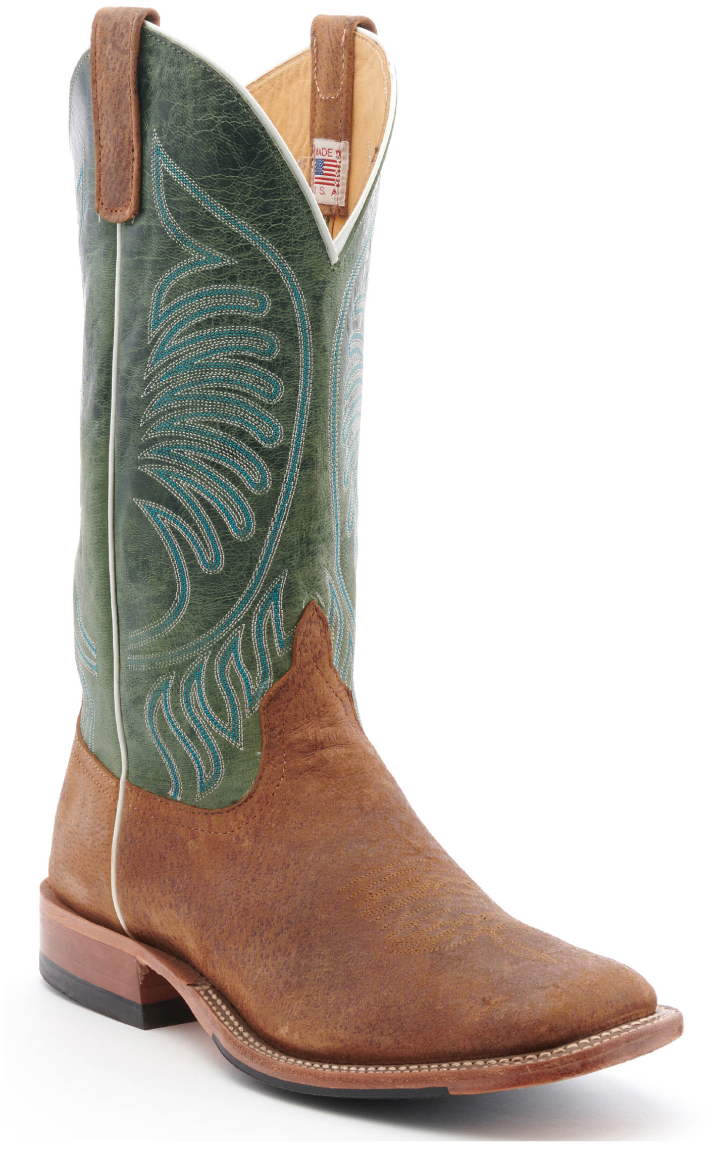 Anderson Bean Men s Havana Boar Rust and Moss Maddog Wide Square Toe Cowboy Boot Cavender s