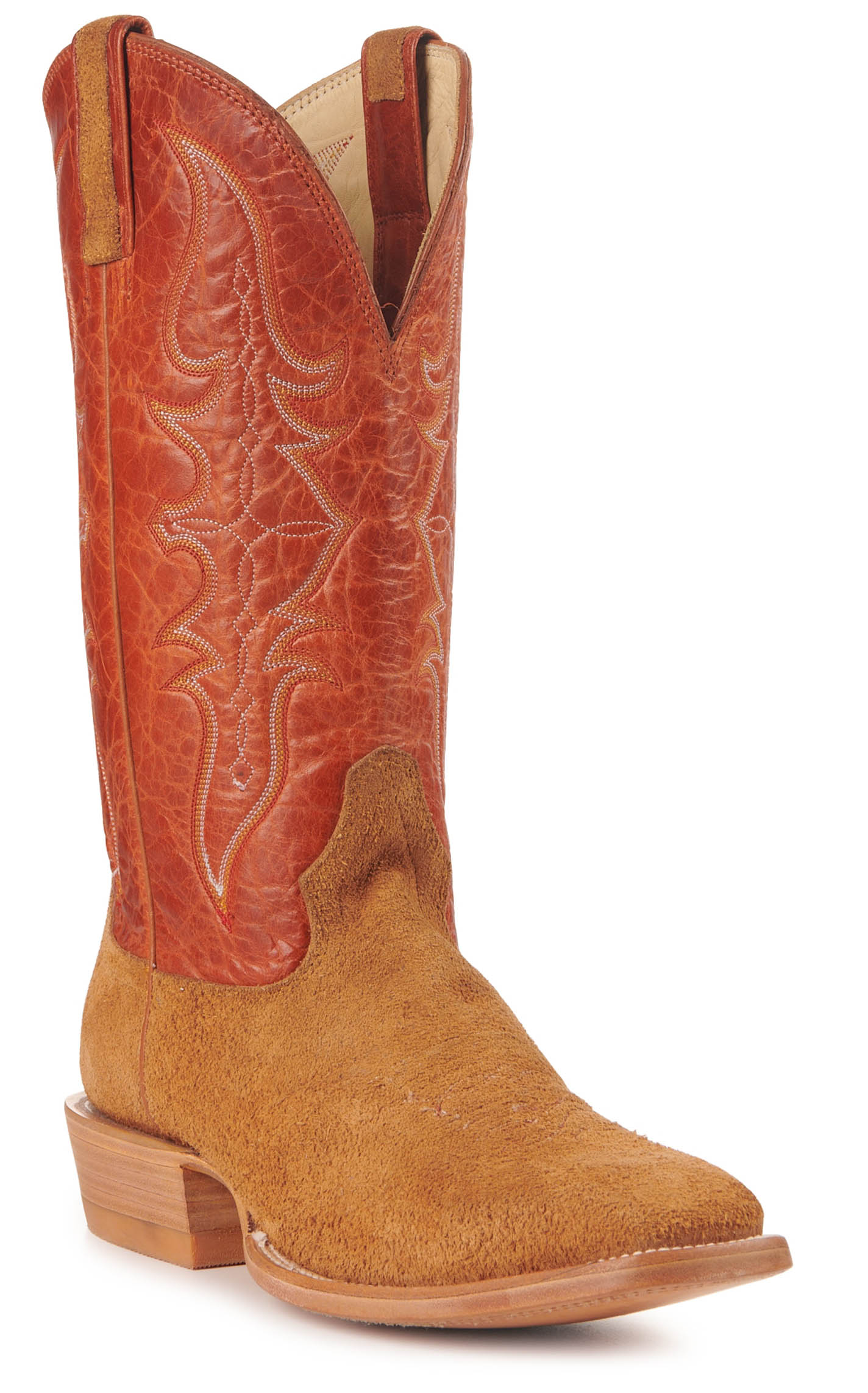 Hondo Men s Mango and Maple Brown Roughout Square Toe Cowboy Boots 11xD from Cavender s