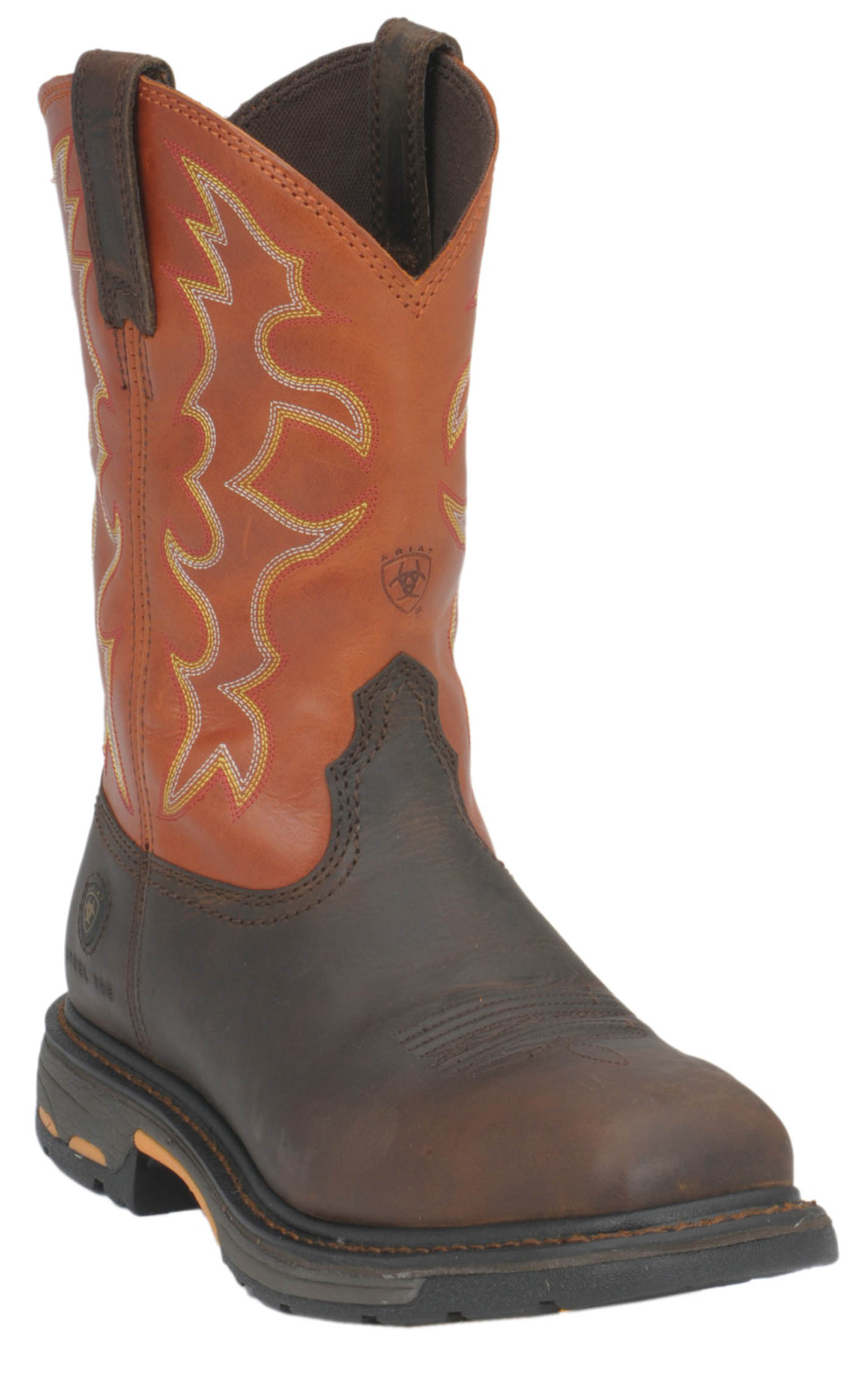 Ariat Men s WorkHog Earth Brown and Brick Orange Square Steel Toe Work Boot Cavender s