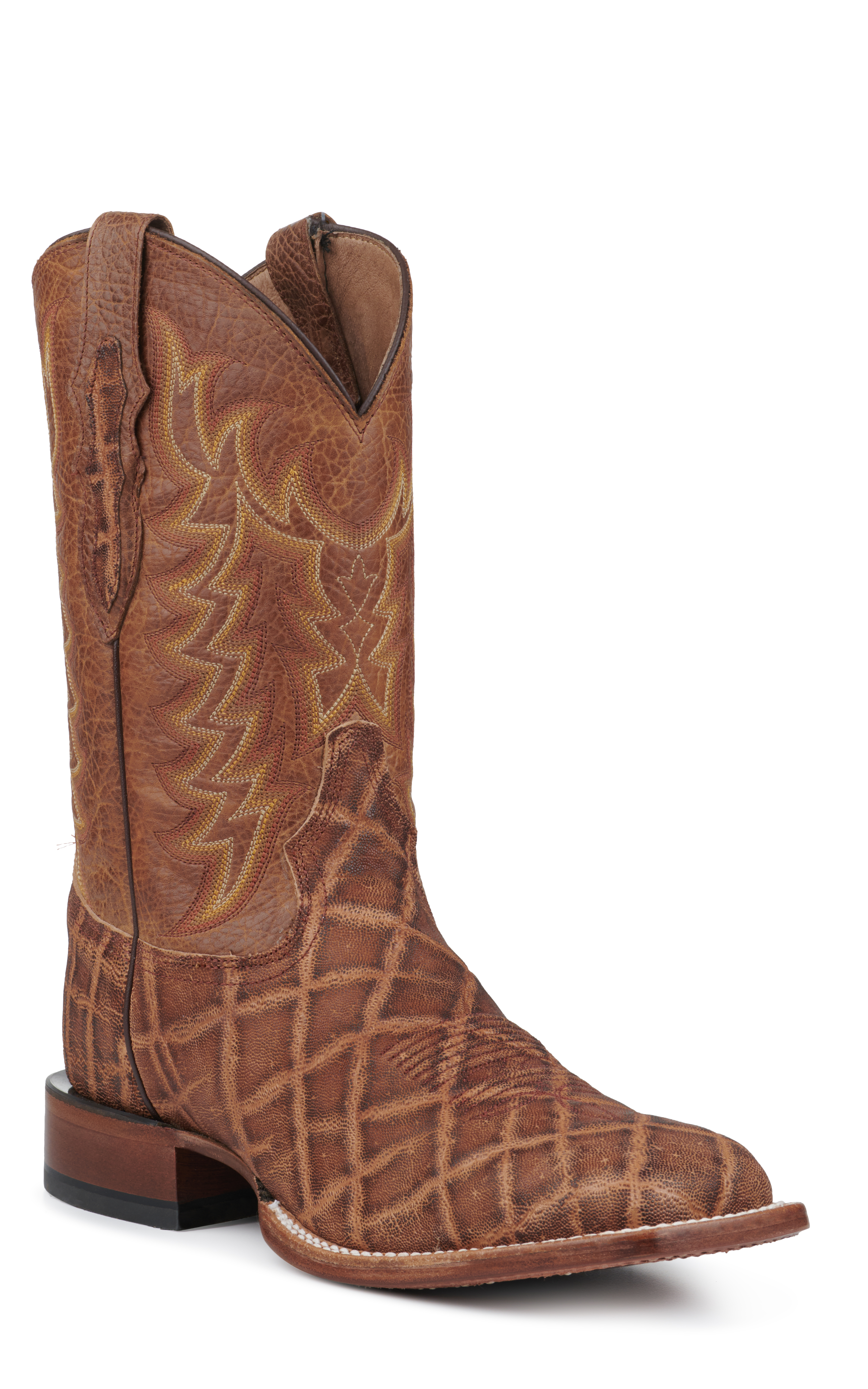 Tony Lama Men's Cigar Vintage Elephant and Brown Wide Square Toe Exotic Cowboy Boots - Cavender's Exclusive