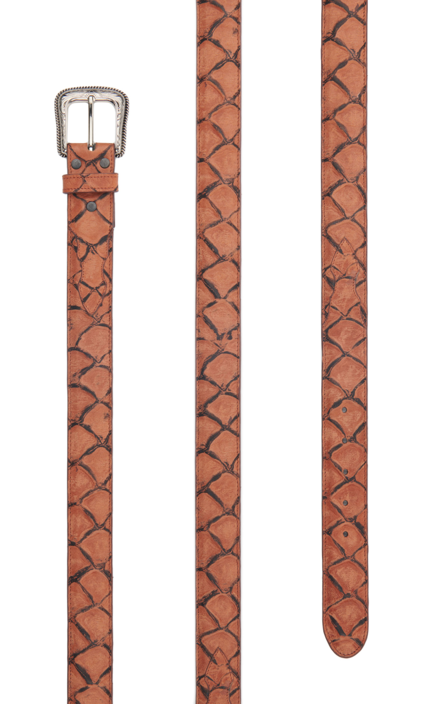 Cavender's Men's Peanut Brittle Pirarucu Print Western Belt