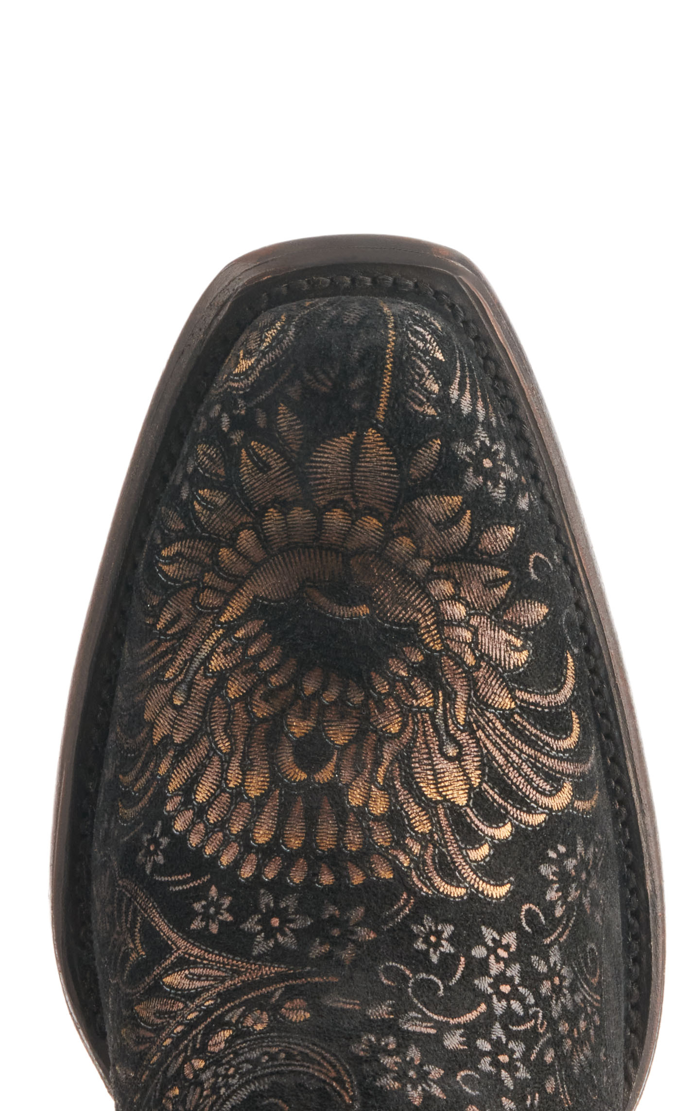 Black & Gold Leather & Suede Embellished Western Boot main image 1