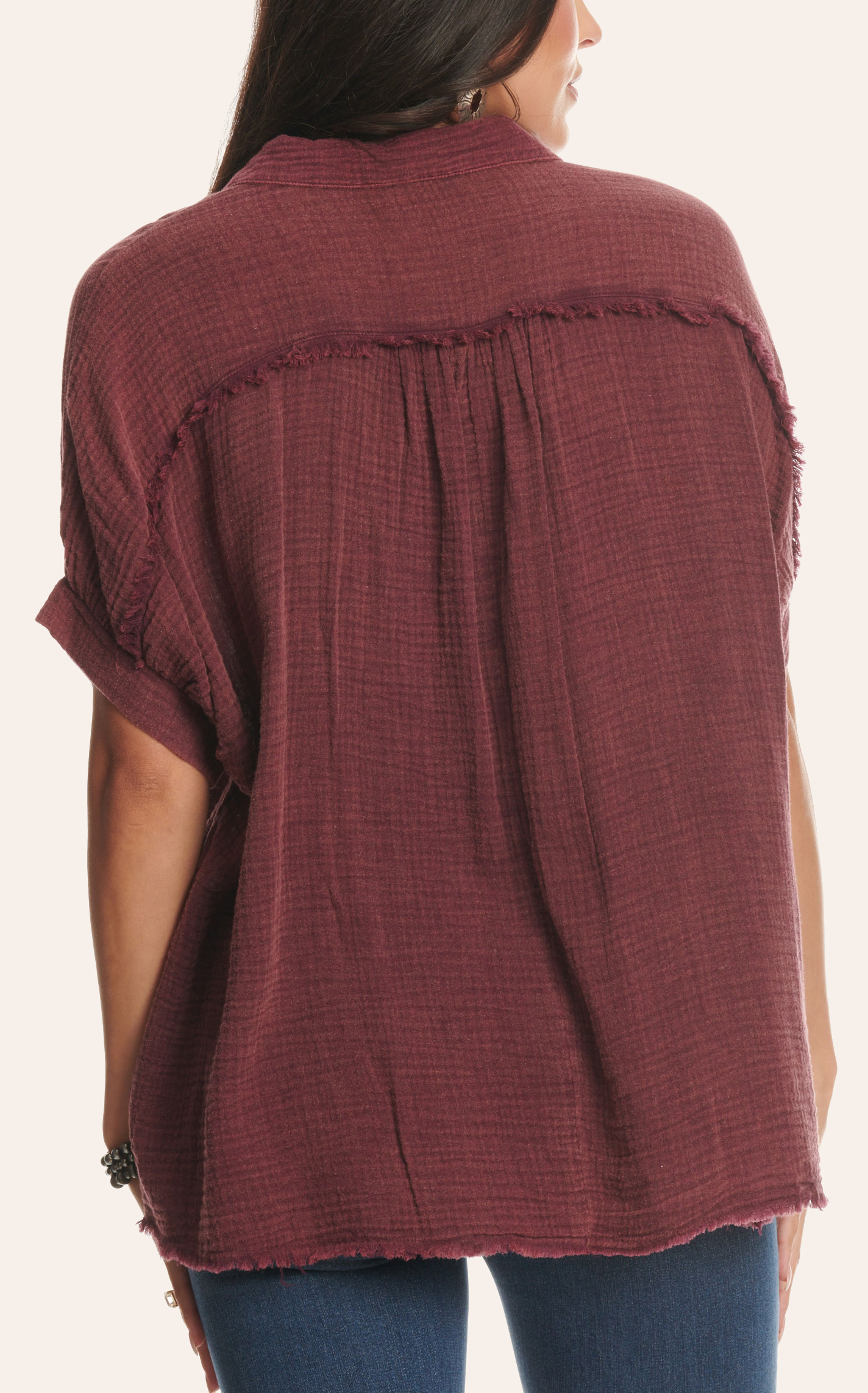 Umgee Plus Size Size Mineral Washed Cotton Gauze Top