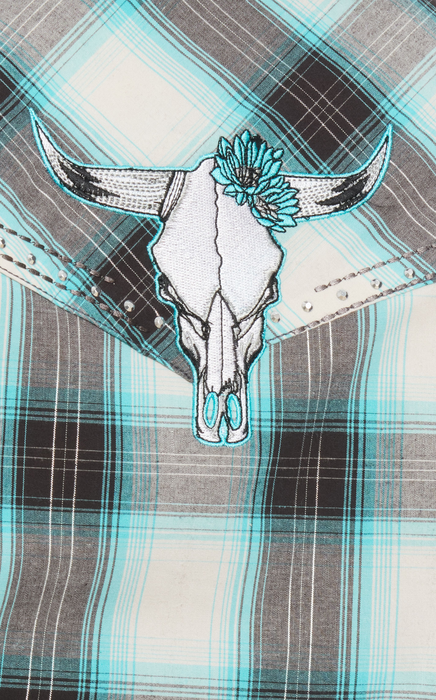 Sparkle Ladies Turquoise Leather Look Western Shirt main image 1