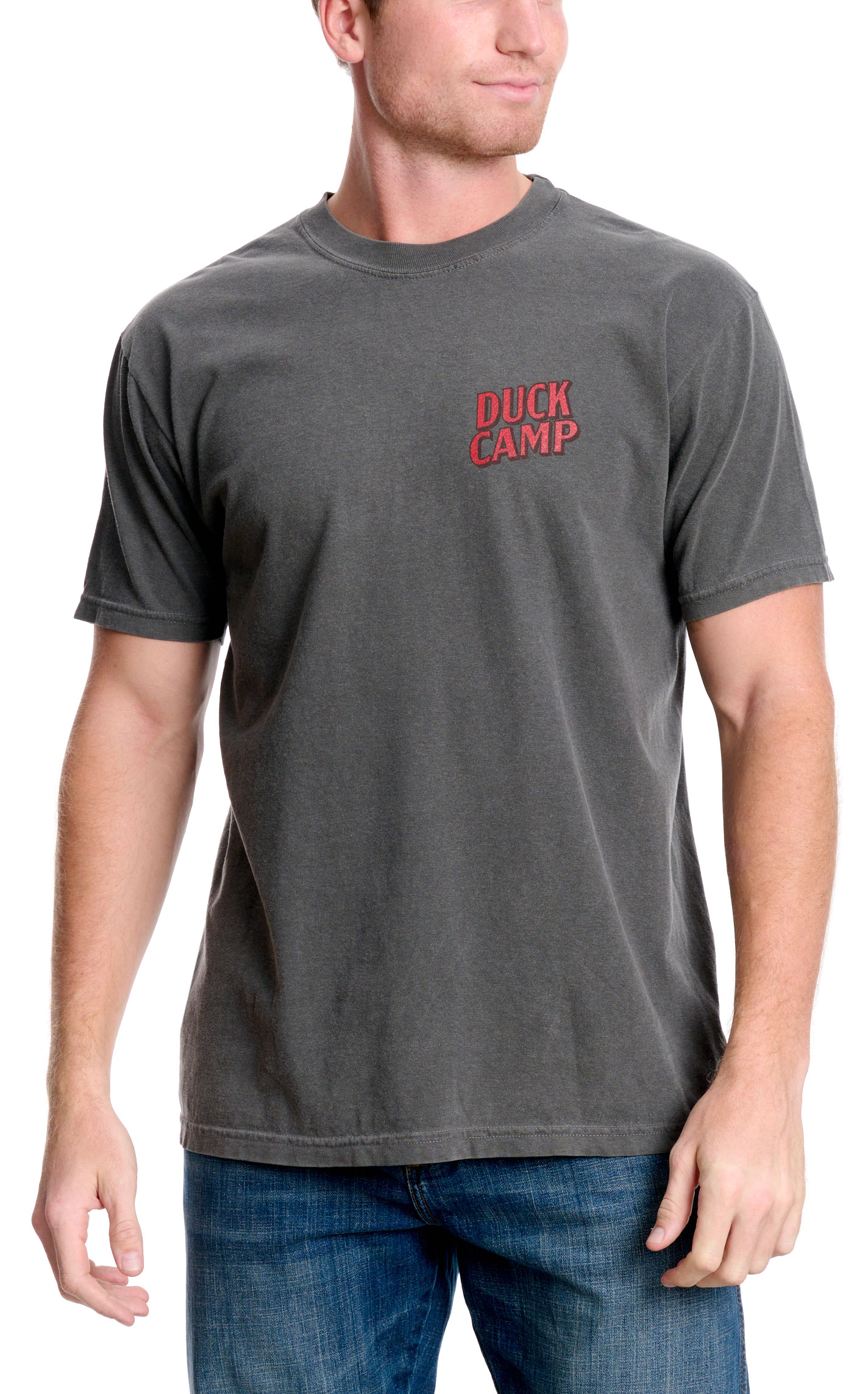 Duck Camp Men s Charcoal Truck Logo Graphic Back T Shirt