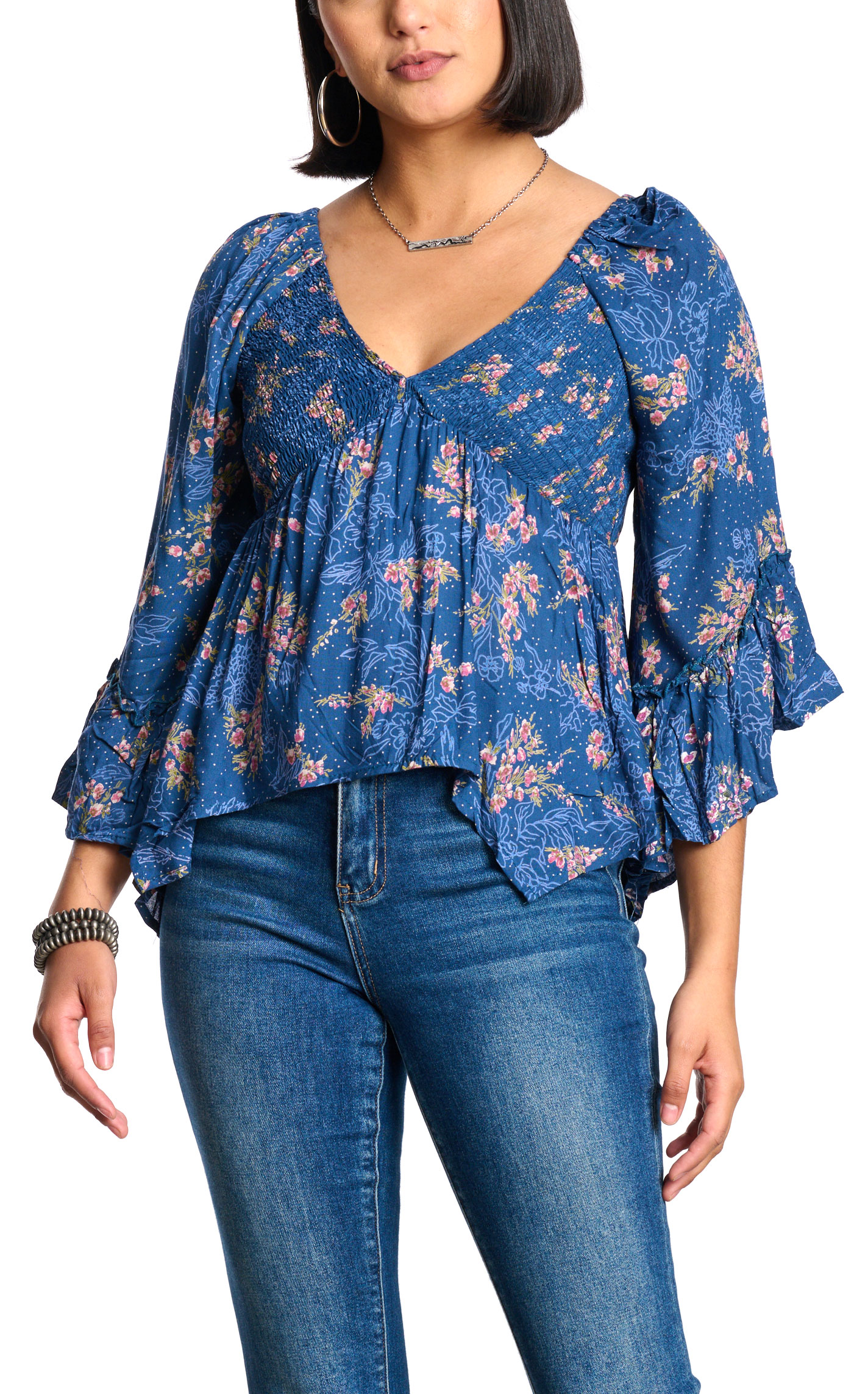 Blue Pink Motif Top main image 1