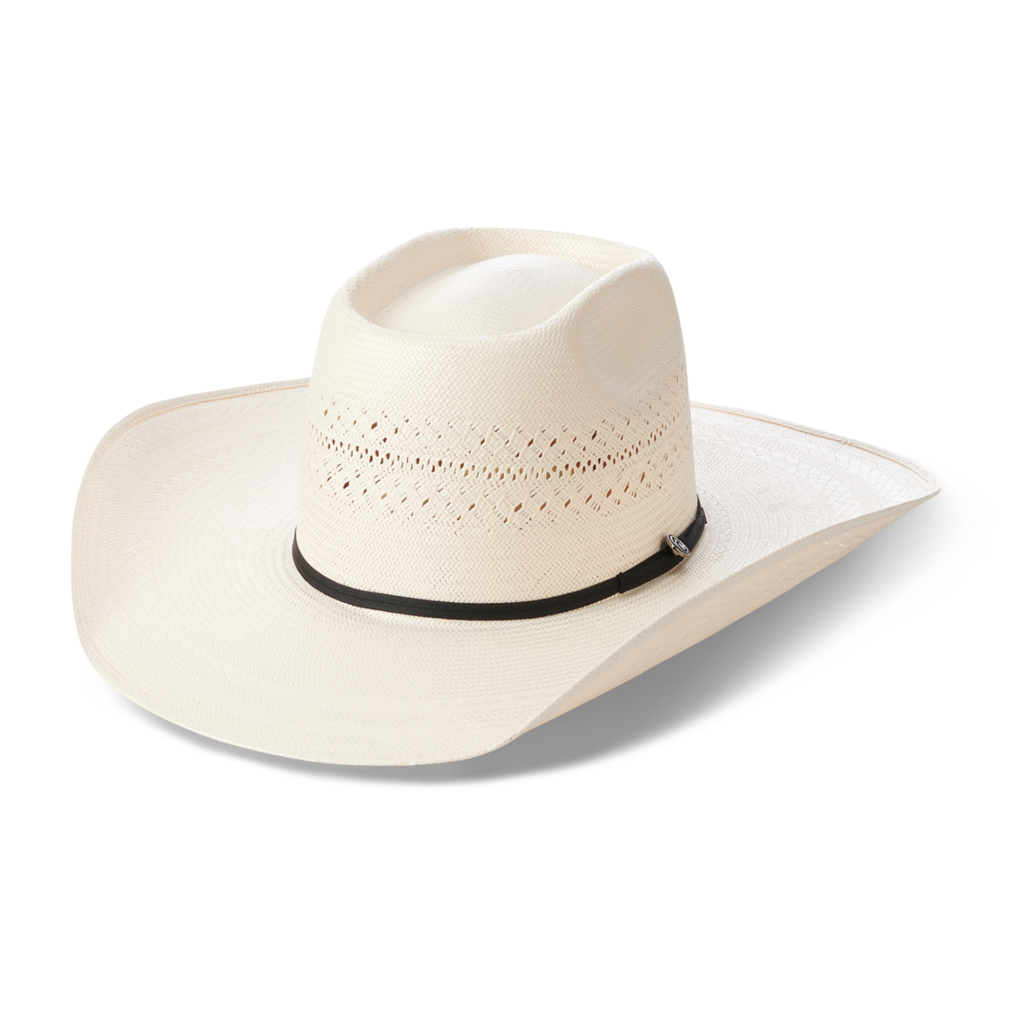 Rafter C Ivory Shantung Vented Brick Crown Straw Cowboy Hat