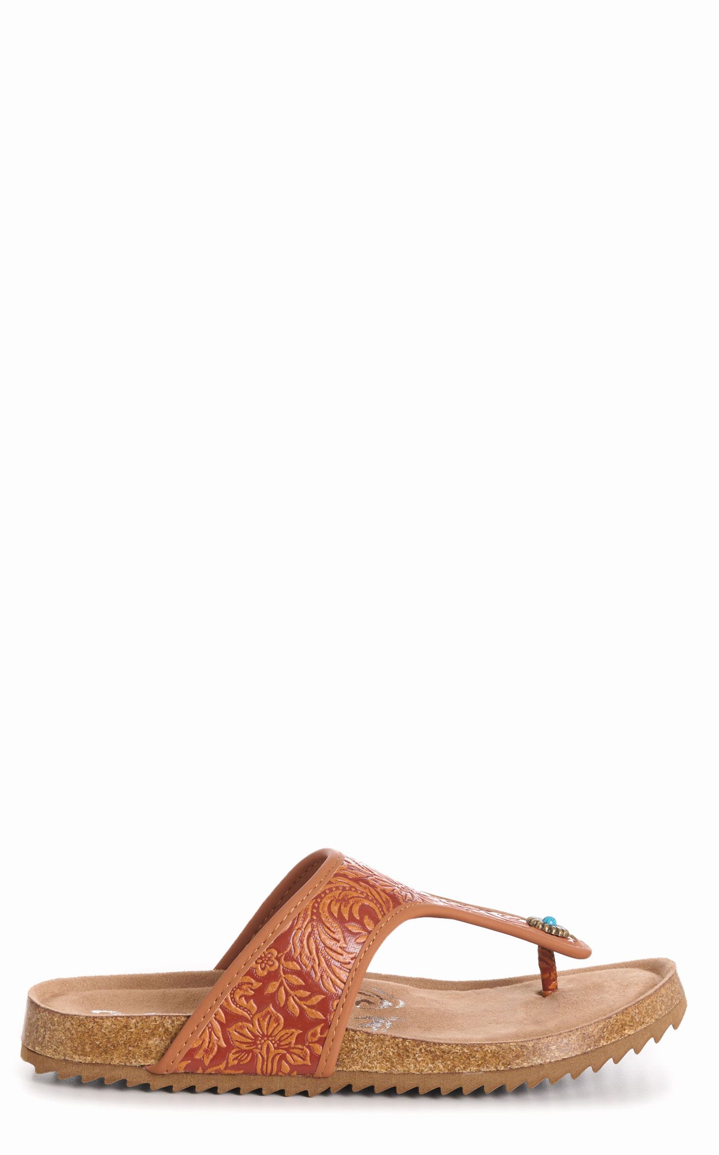 Very G Women’s Brown and Rust Danni Embossed Faux Leather Slip On Sandals