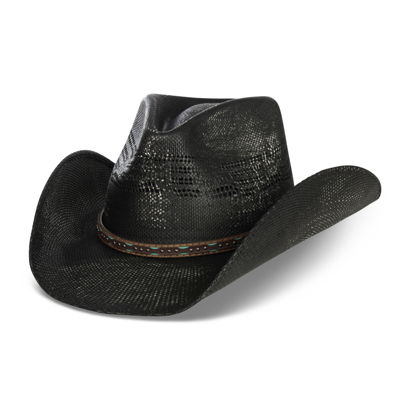 Scala by Dorfman Pacific Black Bangora Vented Straw Fashion