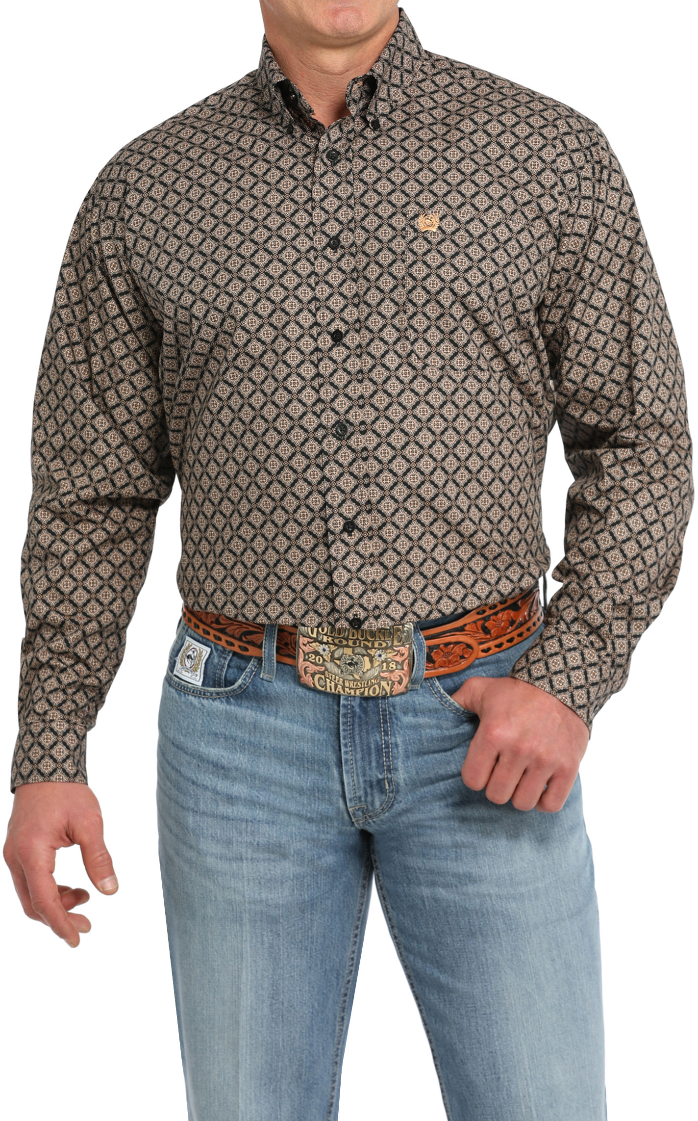 Cinch Men s Black Golden Yellow Geo Print Western Shirt