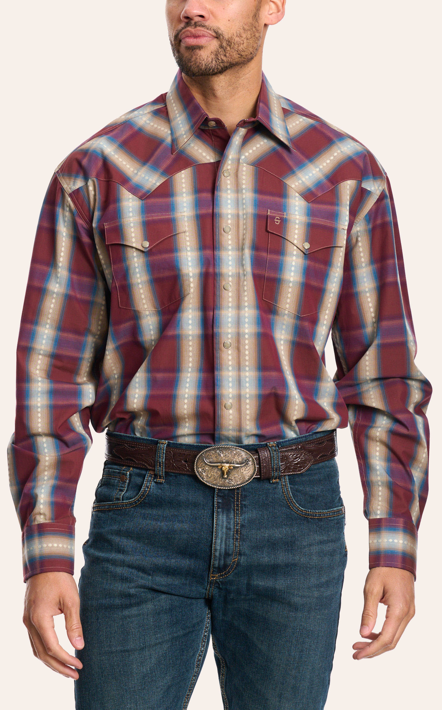 Stetson 5661 End On End (Blue) - Men's Western Shirt