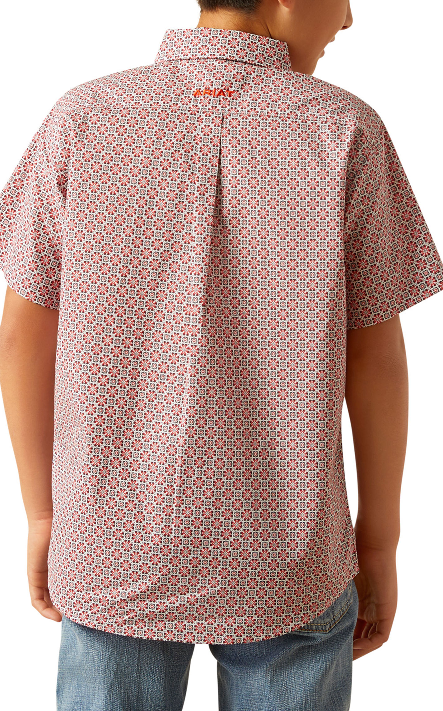 Ariat Boy's Welch Red Geo Print Western Shirt