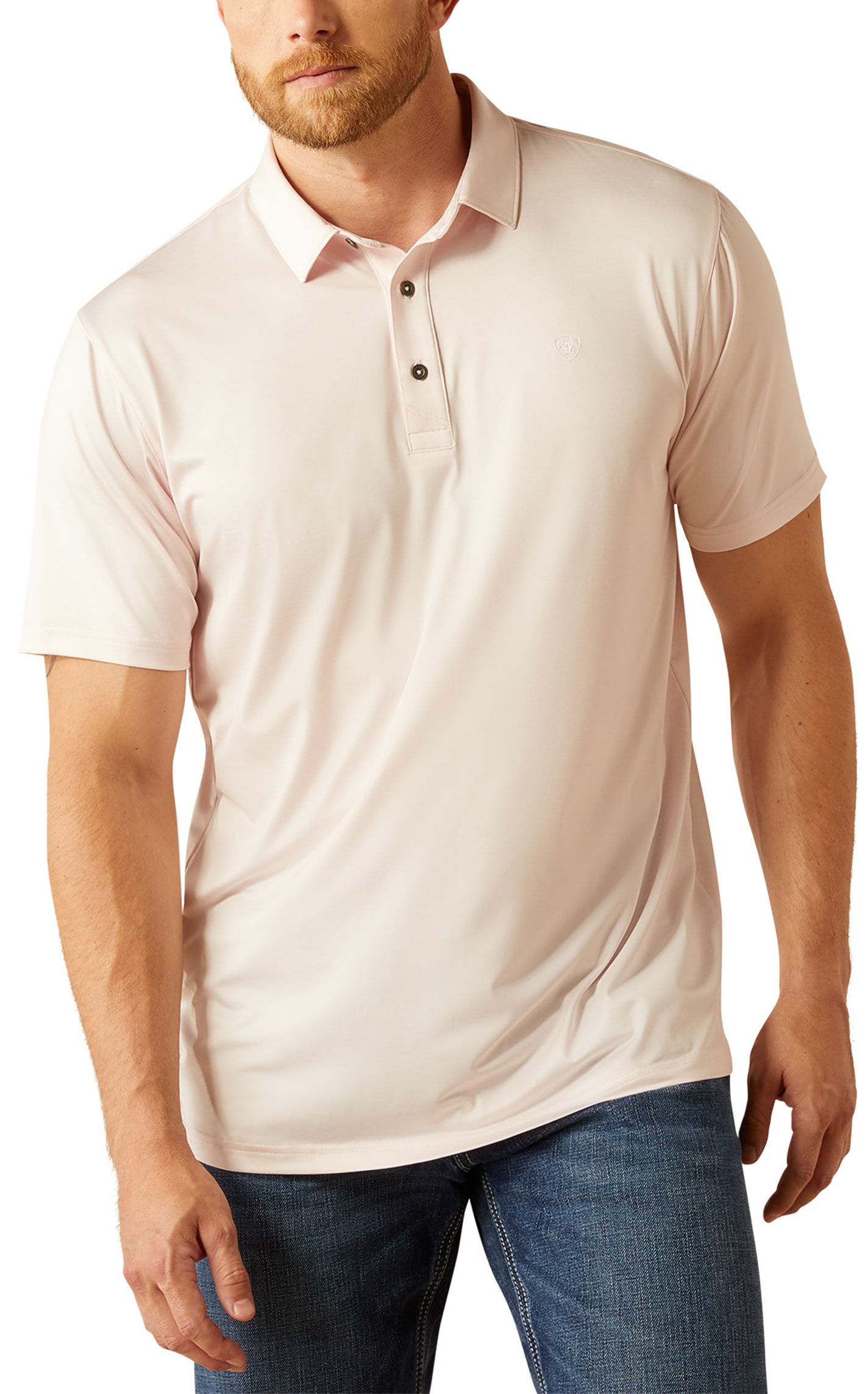Ariat Men's AriatTEK Pale Pink Polo Shirt