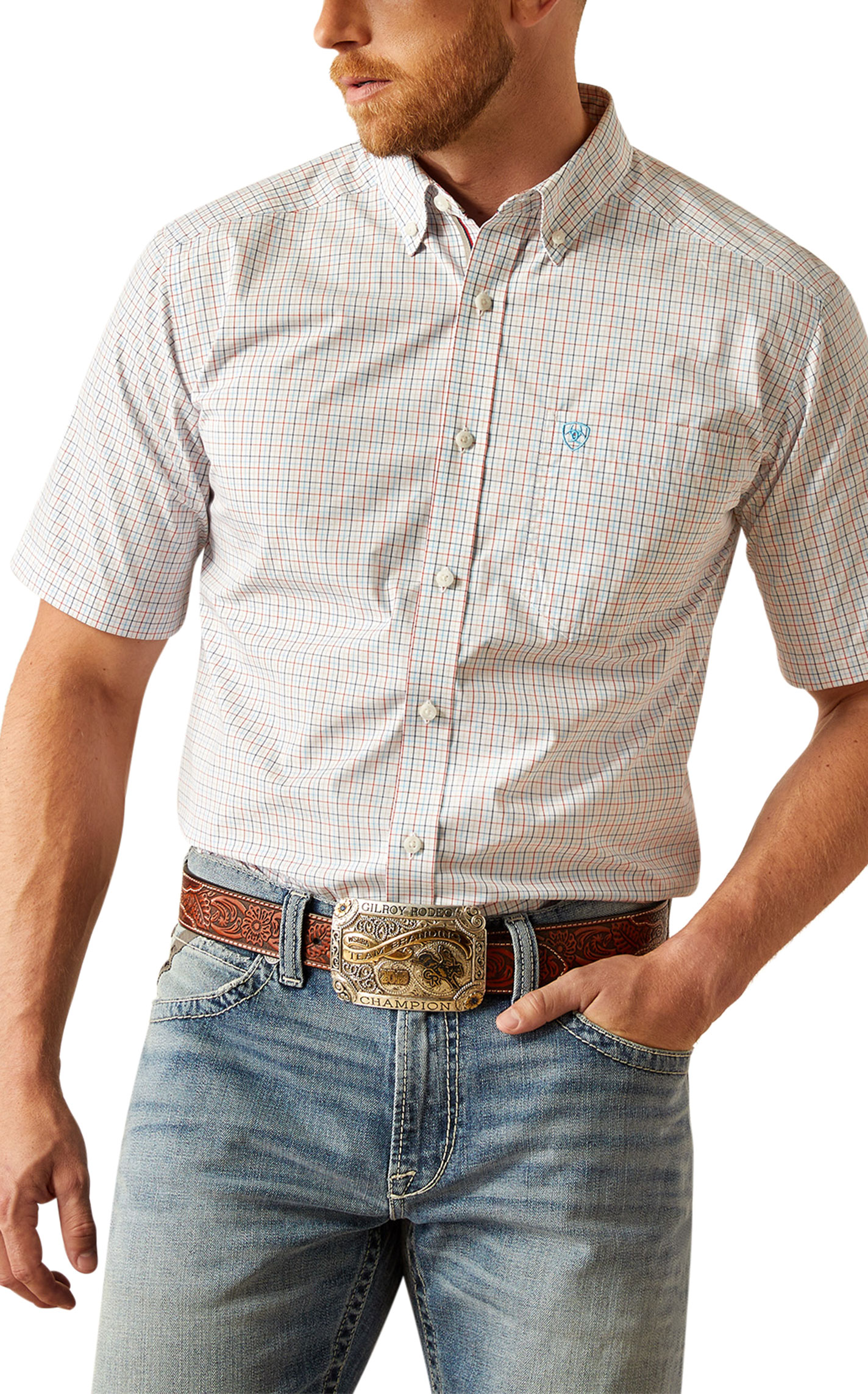 Ariat Pro Series Men's Simon White Colorful Plaid Western Shirt