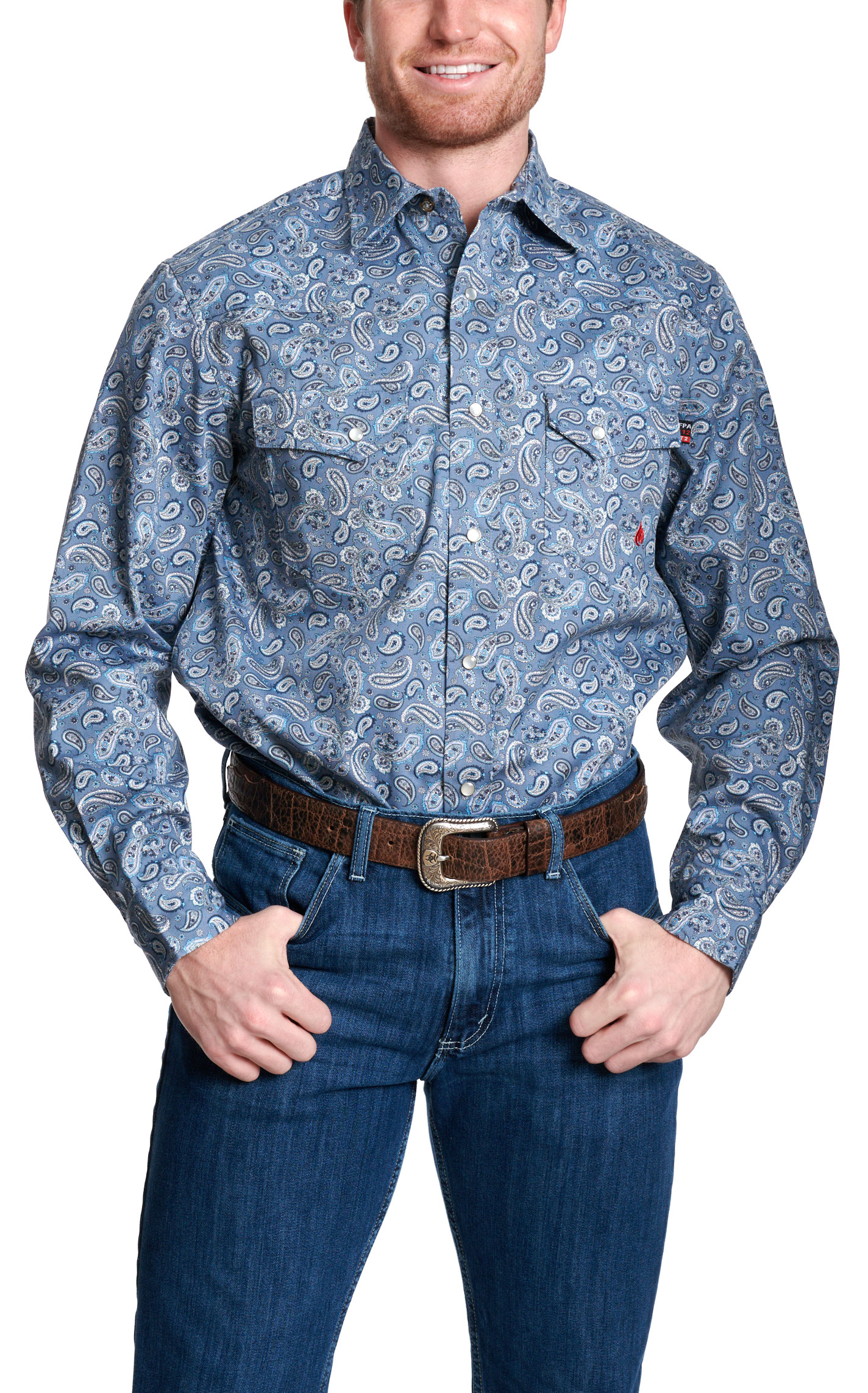 Forge Men's Steel Blue Paisley FR Work Shirt