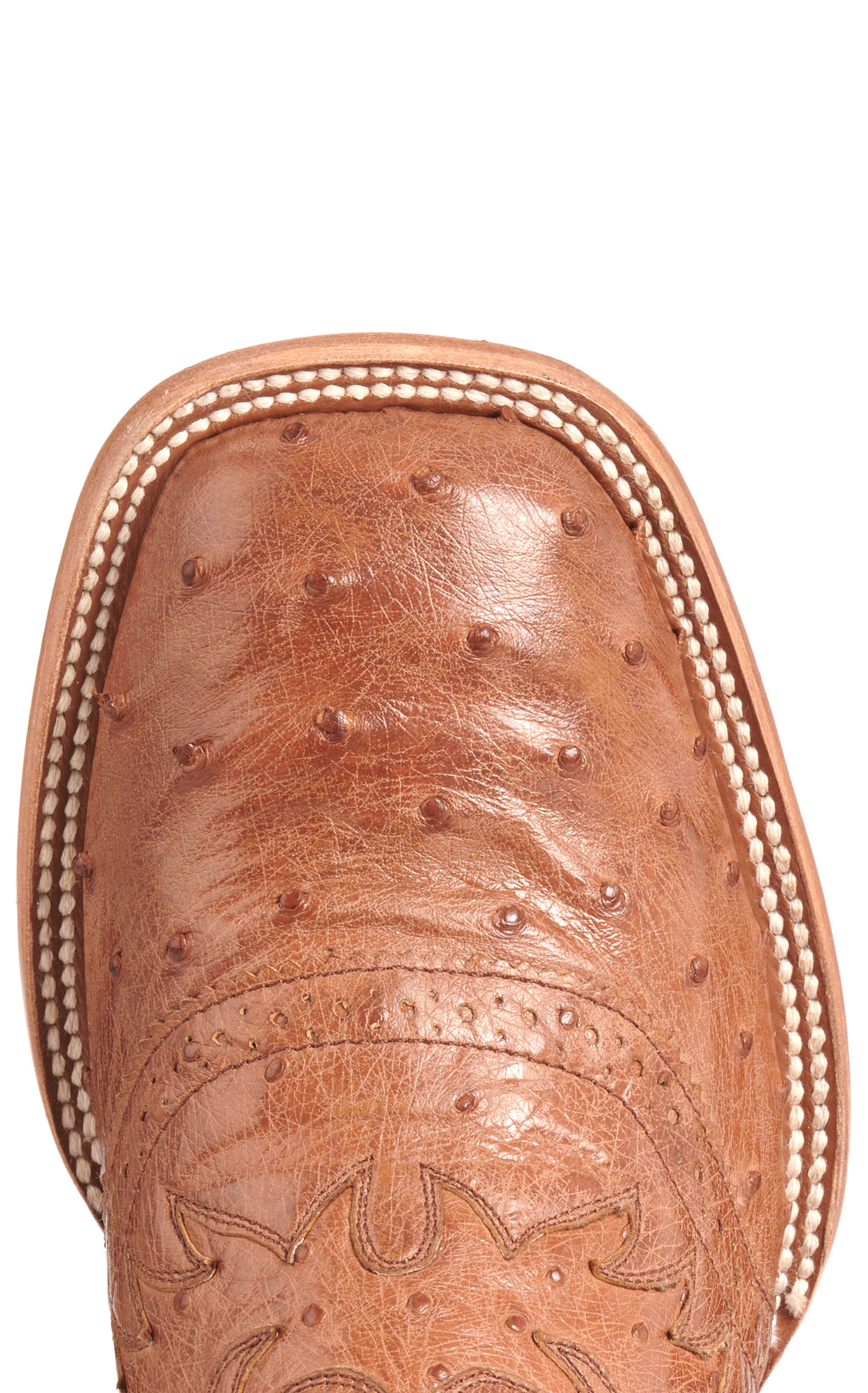 Cavender's Private Label Women's Horseman Cognac Ostrich & Blue Wide Square Toe Boots