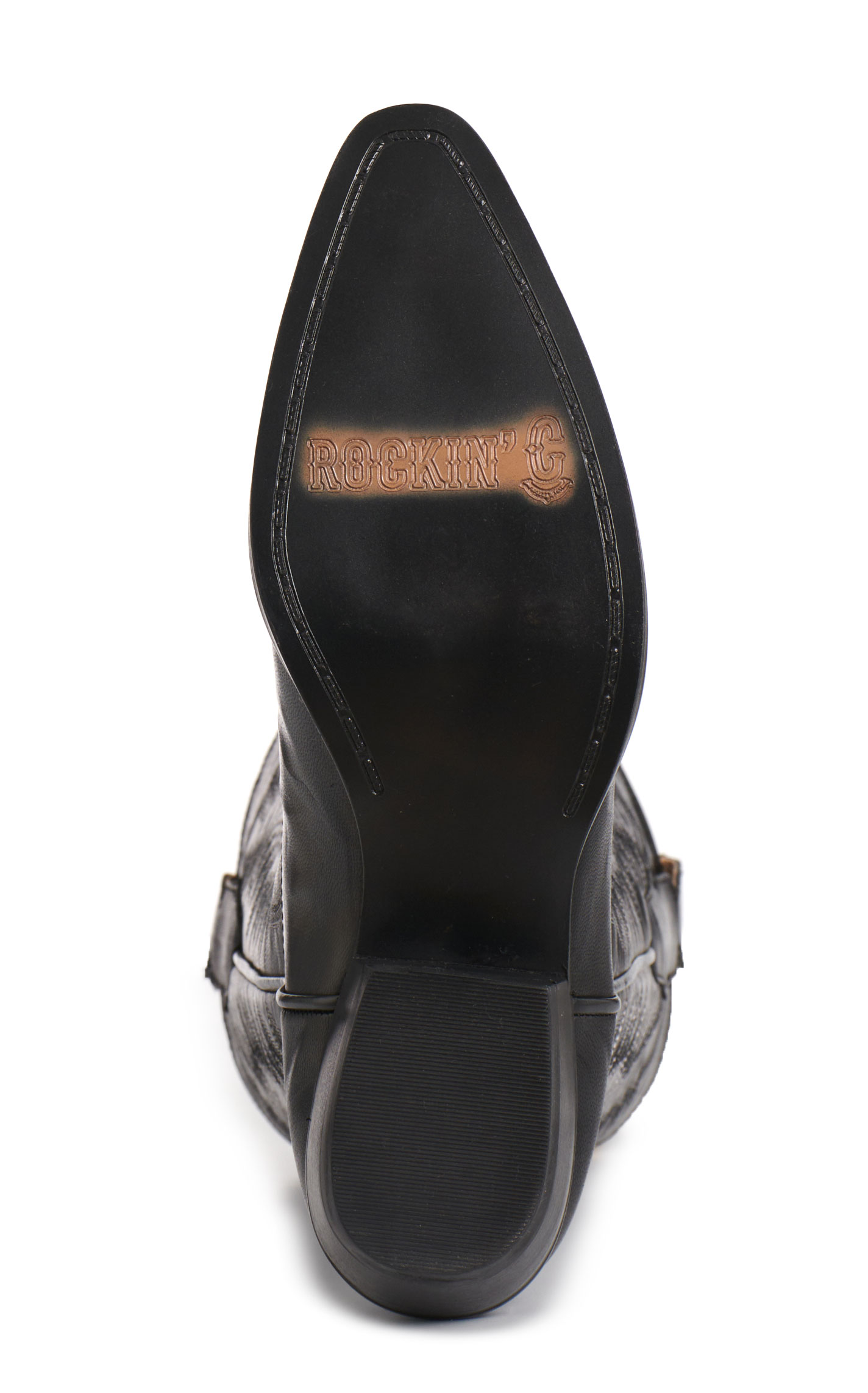 Rockin' C Women's Black Detailed Stitching Snip Toe Cowboy Boots