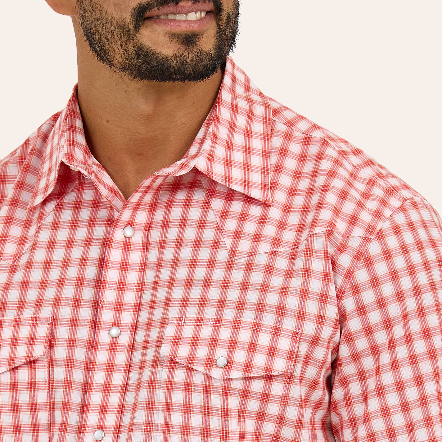 thumbnail image 2 of Wrangler Men's Red Western Basic Shirt – Long Sleeve, Button-Down, Twill, Regular Fit 2 of 6