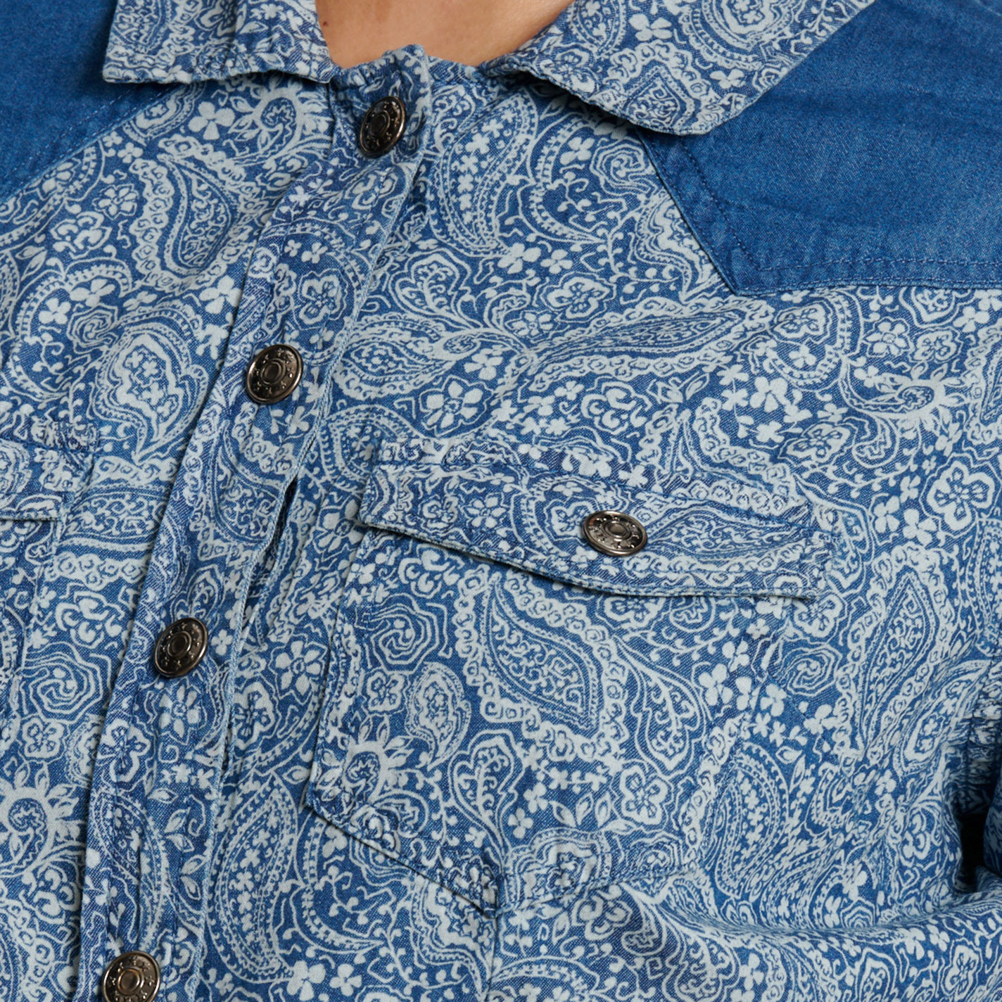 Sequin Paisley Button Up Tank Dress, Denim
