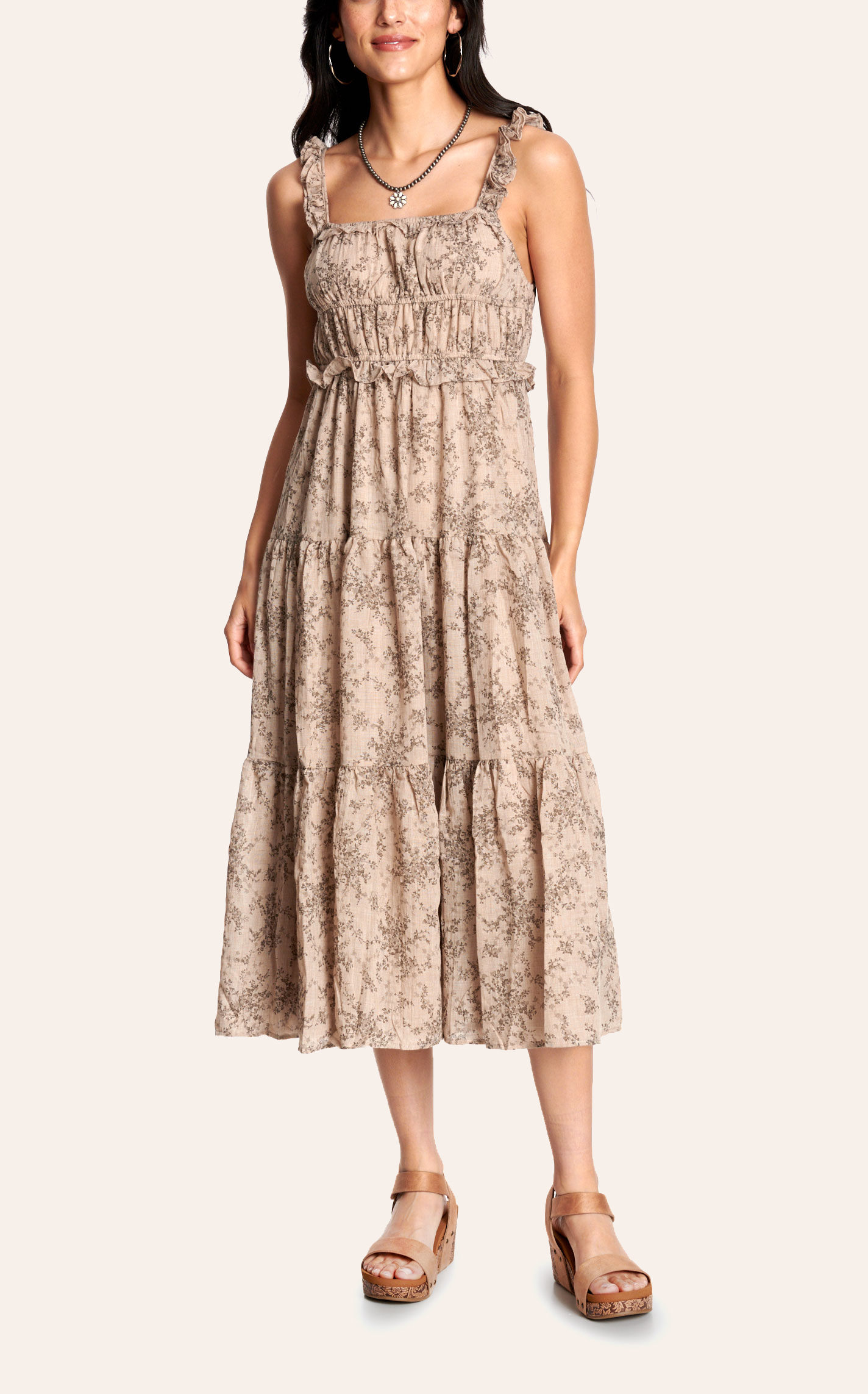 Tropi Flora Tiered Coverup Dress