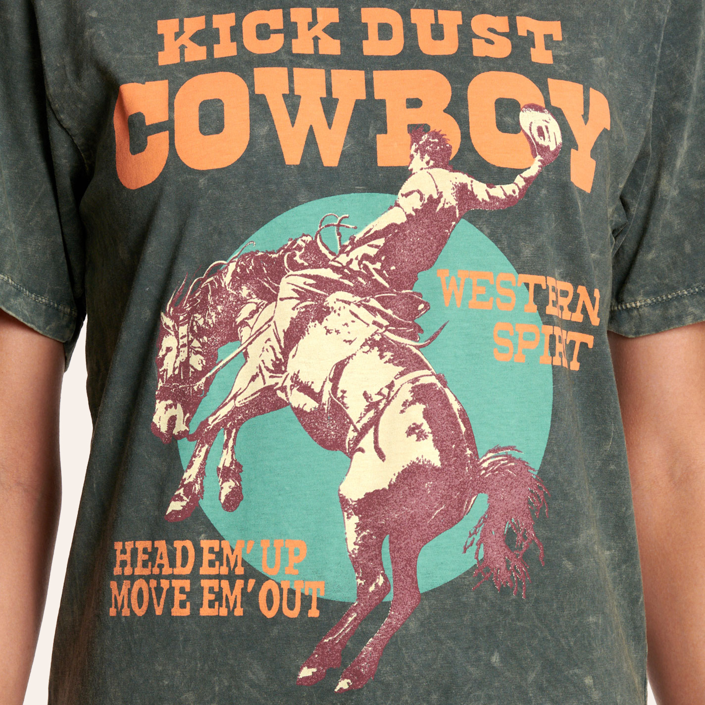 Cow Girl Graphic Pullover in Stone