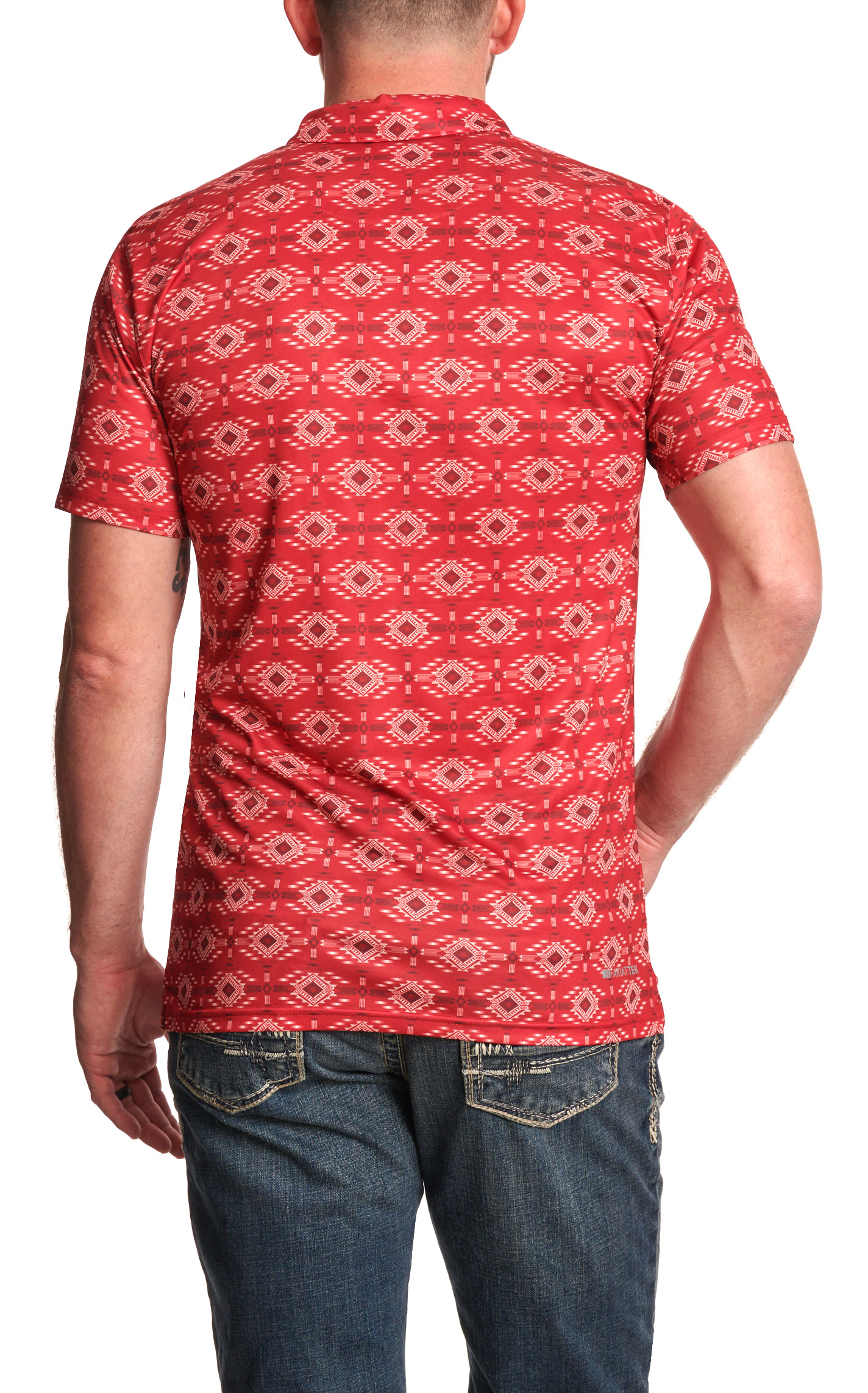 Ariat Men's Red & White Aztec Print Polo