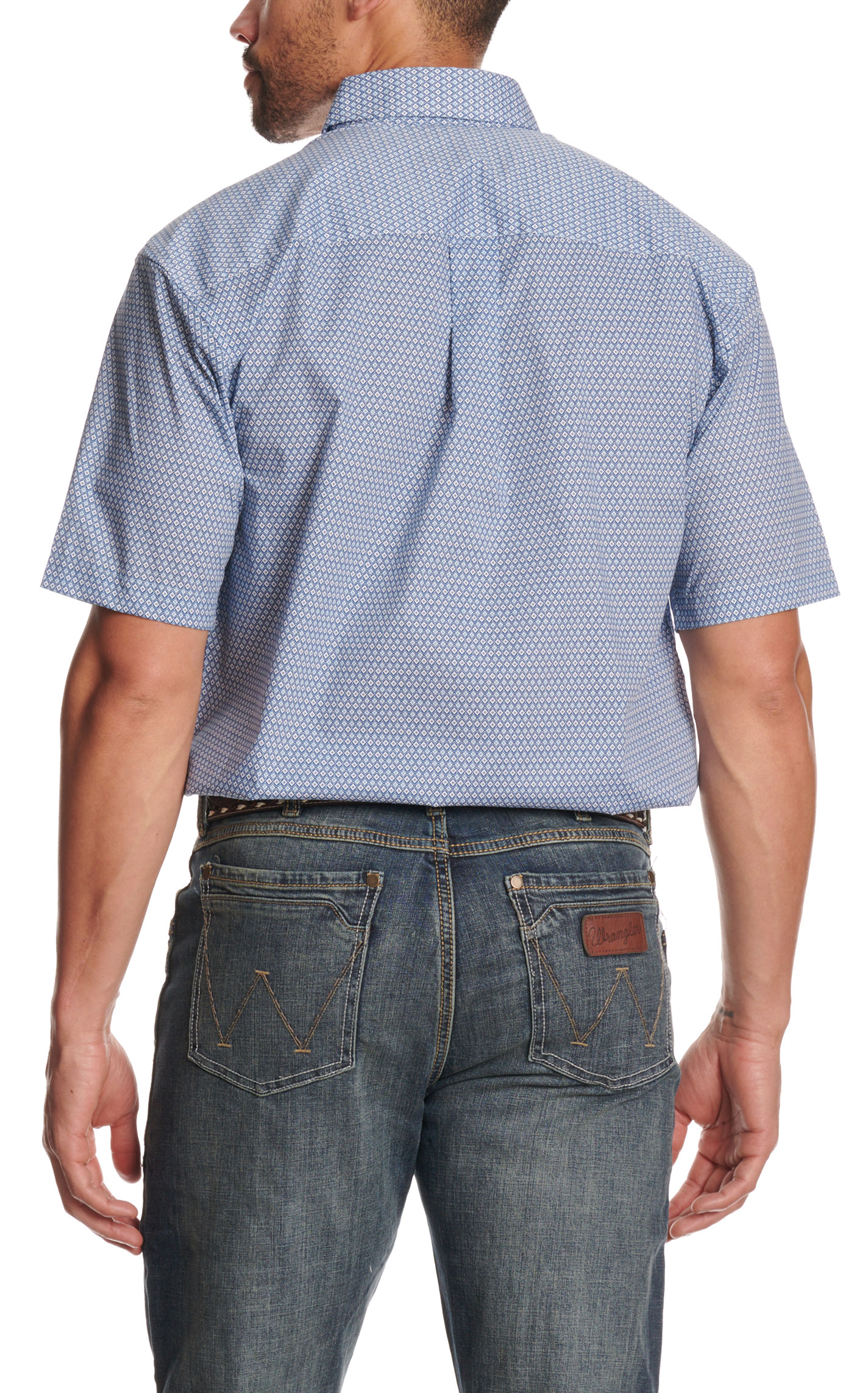 Wrangler Classic Men's Blue Geo Print Button Down Shirt
