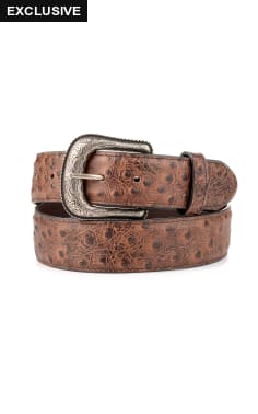 Cavender's Men's Tan Leather Maddog Goat Textured Tapped Western Belt