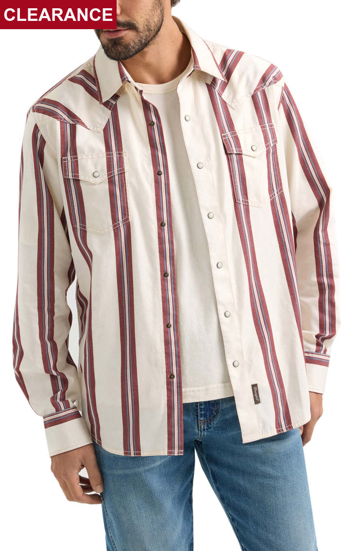 Wrangler Retro Men's Cream Striped Western Shirt
