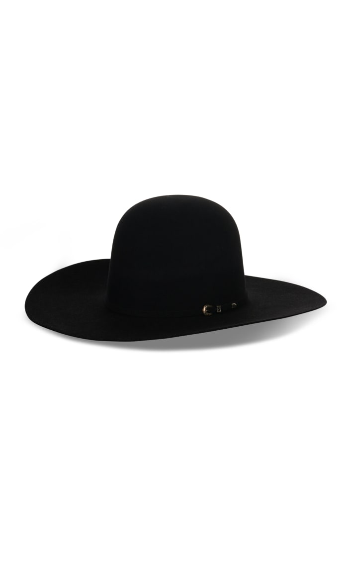 Rodeo King 15X Black Open Crown Felt Cowboy Hat