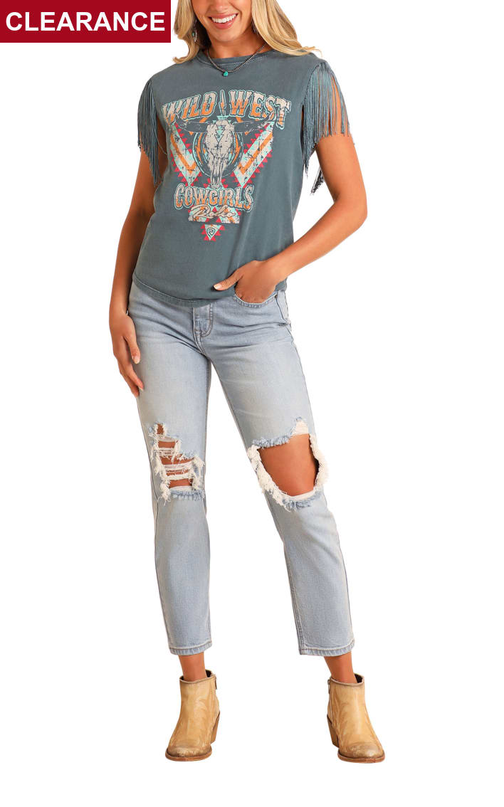 Rock & Roll Denim Women's Aegean Wild West Fringe Tank Top