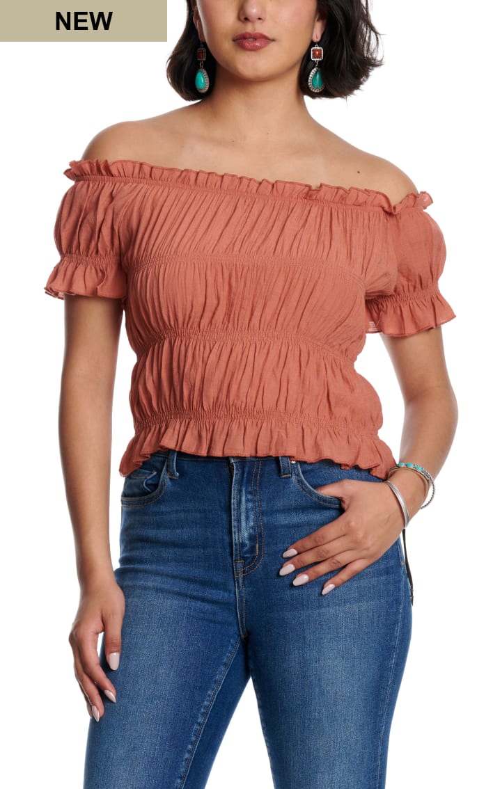 Panhandle Slim Women's Cream Macrame Fringe Cropped Top 