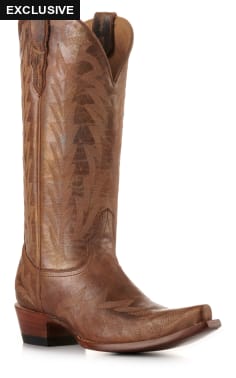 JRC & Sons Women’s McClain Petrol Metallic Leather Snip Toe Tall Cowboy Boots