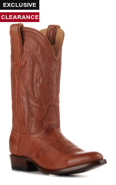 JRC & Sons Men's Cooper Smooth Quill Ostrich Round Toe Exotic Cowboy Boot in Antique Cognac