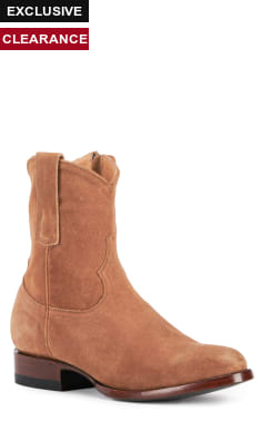 JRC & Sons Men's Winston Water-Resistant Suede Roper Toe Zip Cowboy Boot in Sand